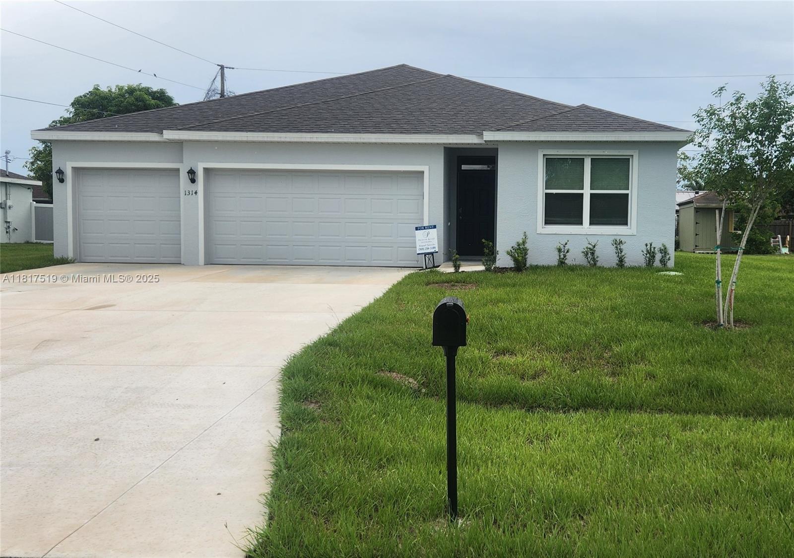 This beautifully designed brand new 4 Bedroom, 3 Bath, 3 car garage, 2020 sq ft  corner lot house was built in 2025. The house is an all-concrete block, one-story home with a great floor plan. The foyer leads you to two guest bedrooms that share a full bath, The third bedroom has its own ensuite. The spacious laundry room includes a washer and dryer. Right down the hall is a linen closet. The three-car garage includes openers, with ample parking on the wide driveway. In a boat and RV-friendly area with no HOA restrictions. The kitchen has an expansive island, quartz countertops, oversized undermount sink, large pantry and stainless-steel appliances. The private master suite offers a luxurious bath, double vanity, walk-in closet, and shower/tub combo. Smart home technology is also included.
