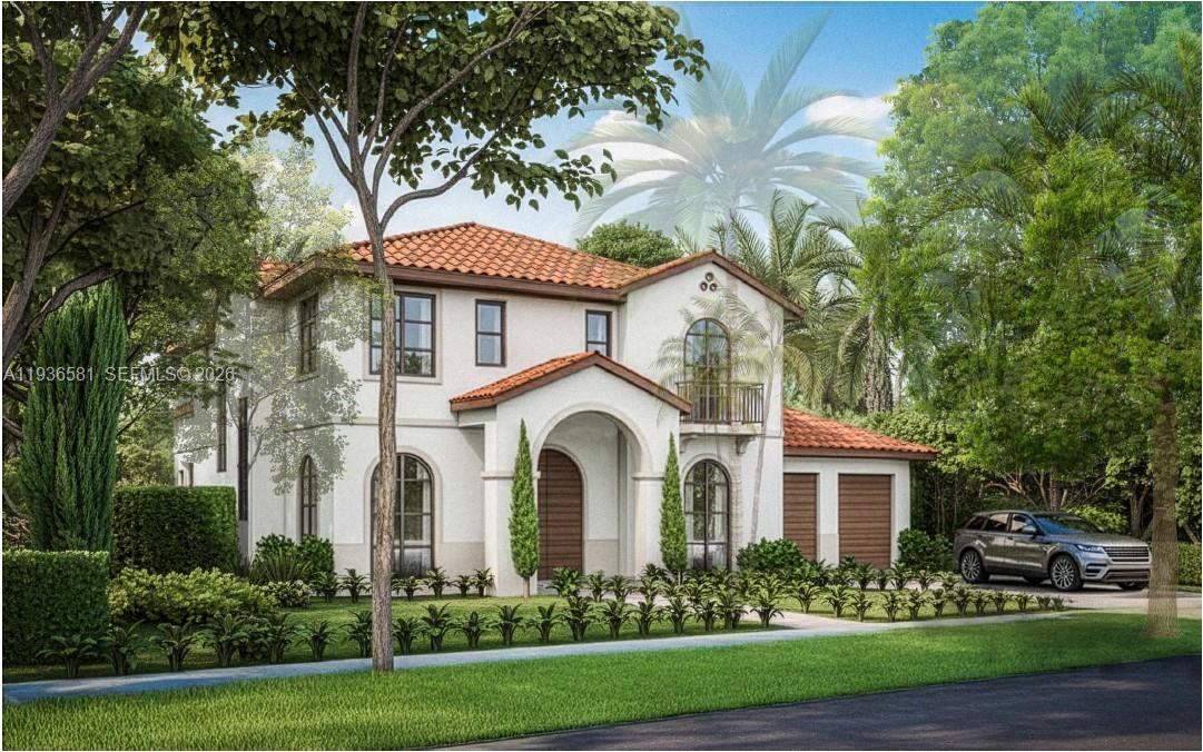 Exceptional opportunity to build a one-of-a-kind luxury residence in the heart of Coral Gables. Delivered with fully approved architectural plans and permits, this shovel-ready 10,050 SF lot comes with a thoughtfully designed 4,605 SF two-story Mediterranean-inspired home. Marrying timeless design with refined modern living, the residence will showcase a Spanish clay tile roof and beautifully integrated indoor-outdoor spaces. The layout features a chef’s kitchen, expansive open-concept living and dining areas with built-in bar, a luxurious primary suite with spa-style bath and dual walk-in closets, multiple guest suites, laundry room, powder room, and ample storage. Outdoor living is elevated with a covered terrace, custom BBQ area, and a stunning pool designed as the focal point of a private, resort-style backyard. Ideally situated on a picturesque tree-lined street just steps from Miracle Mile and minutes to Merrick Park, fine dining, golf, and top schools. A rare turnkey offering in the prestigious and historically rich enclave of Coral Gables—an architectural gem of South Florida—where legacy, location, and lifestyle converge. Tailored financing options available as part of the packaged sale for qualified buyers.