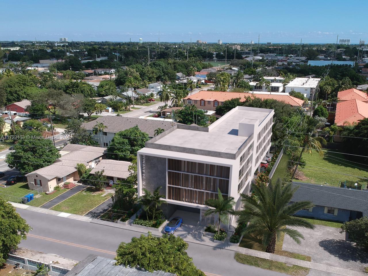 Approved plans for a 4-story building featuring 21 spacious one-bedroom
 apartments (nearly 1,000 sqft each) with modern designs, private terraces, ADA
 compliance, and a sundeck. Includes ground-level parking with all required
 spaces (structured parking not required). Conveniently located just minutes from
 Young Circle, beaches, and within walking distance of the Brightline train stop,
 this site offers unparalleled potential. A rare chance to develop a premium
 multifamily project in a thriving location!