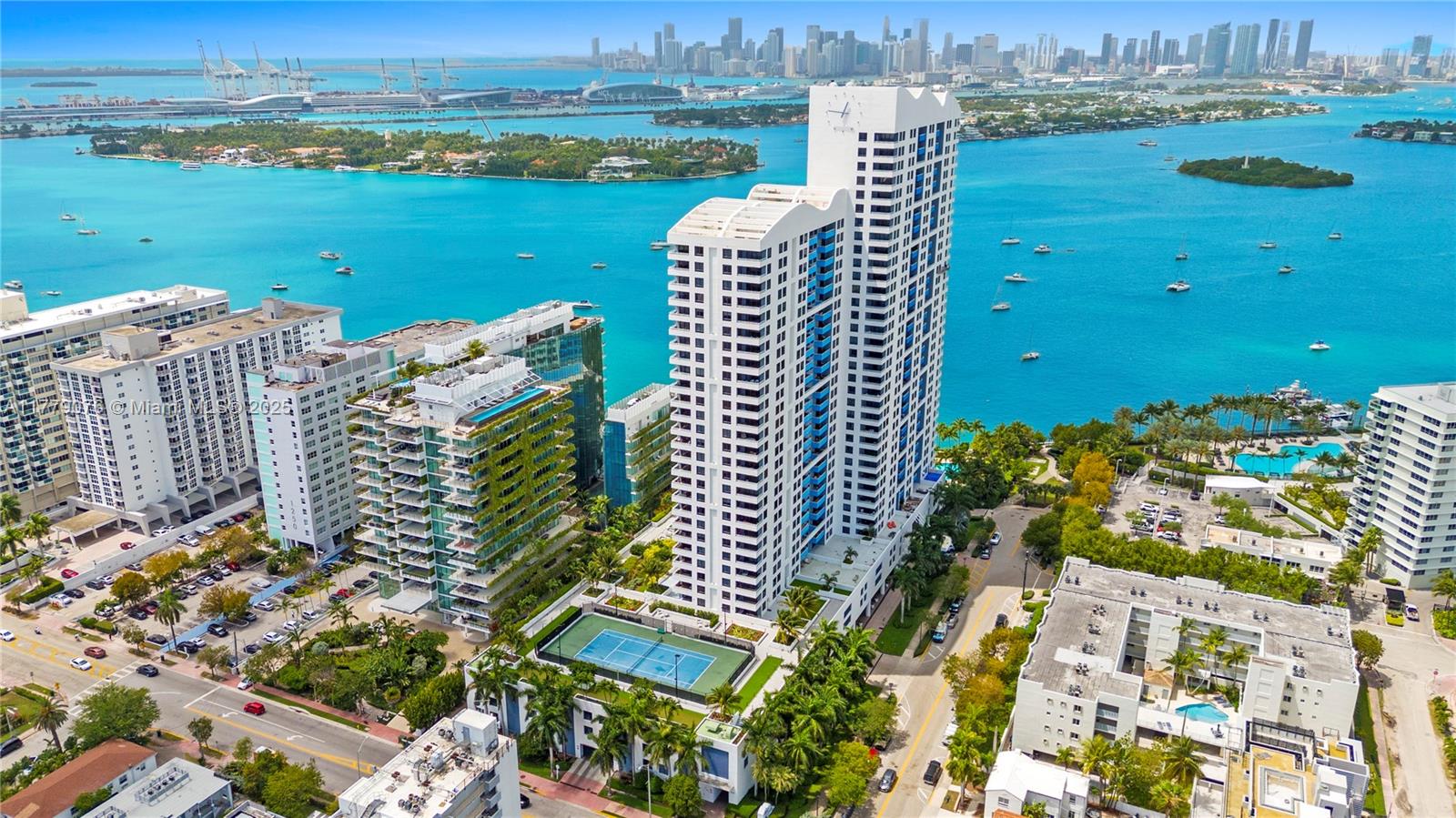 Don’t miss this Rarely Offered Best View 1/1 at the Waverly South Beach! Your cozy home in the sky will boast bright southern exposure, a spacious private balcony & breathtaking panoramic views from the ocean to Biscayne Bay & the Miami skyline. Stylishly updated with stainless steel appliances, modern kitchen cabinetry, wood floors, full-size washer/dryer, and double vanities. Includes 1st-floor garage parking w/ direct access to lobby & bayfront amenities. Full-service concierge building with a lagoon-style pool, gym, tennis & beach volleyball courts, 24-hr security, valet & more. Fully funded reserves, no current assessments. Cable & fiber internet included. Enjoy the relaxed lifestyle of resident-friendly West Ave, steps away from Lincoln Rd, Sunset Harbor, Flamingo Park & the beaches!