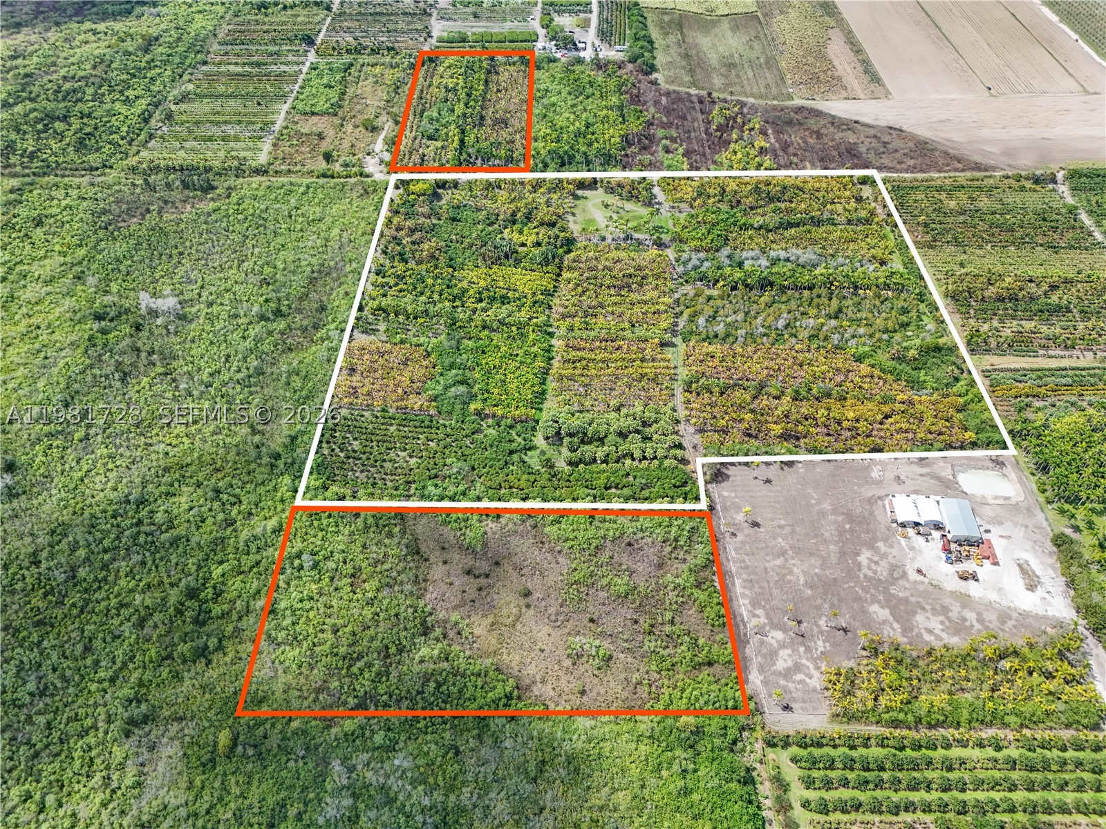 Rare opportunity to acquire 34.46 acres of prime land in Homestead, Florida, offered across three combined folios: (1) 207,999 SF, 4.77AC, (2) 1,071,576 SF, 24.6AC, (3) 221,720SF. 5.09AC. The property is part of an inheritance and was used for field growing palm trees. Property is zoned GU (Interim Use) and is currently operating as agricultural land, making it ideal for continued farming operations, nursery expansion, or long-term land banking. Located along SW 400 Street in Homestead, this expansive tract offers tremendous flexibility and long-term potential. The property features an extensive tree inventory and is well-suited for agricultural cultivation, nursery operations, or strategic investment while holding for potential future development. Expand an existing agricultural business, invest in productive farmland, or secure a large landholding in a rapidly growing area.