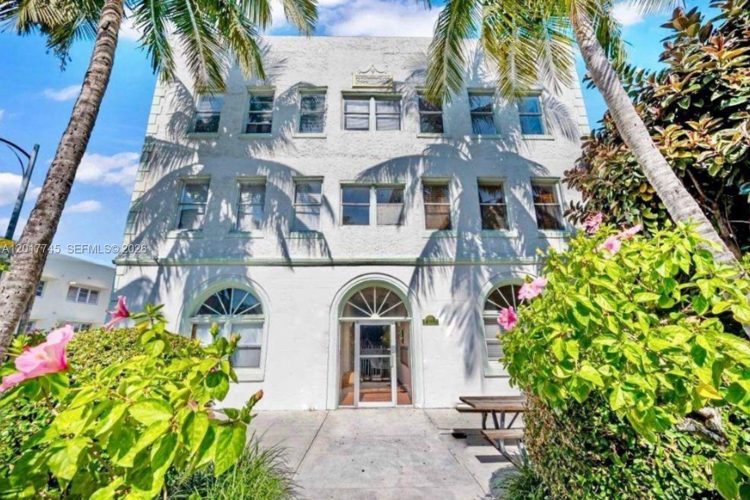 Sun-filled east-facing corner residence tucked along a quiet street in the highly coveted Flamingo neighborhood, just moments from the beach, South Pointe Park, Whole Foods, Publix, and Lincoln Road. This beautifully updated home blends timeless South Beach charm with modern comfort, featuring a sleek renovated kitchen, real hardwood floors, designer-updated baths, spacious closets, additional storage, central A/C, and a brand-new water heater. Smart-home enhancements include a Nest thermostat and keyless entry for effortless living. Home includes brand new Restoration Hardware furniture. Situated within a well-managed boutique building with strong reserves and approved financing, this residence offers the ideal balance of tranquility, convenience and the vibrant Miami Beach lifestyle. A Beautiful Miami Home! Make It Rein!
