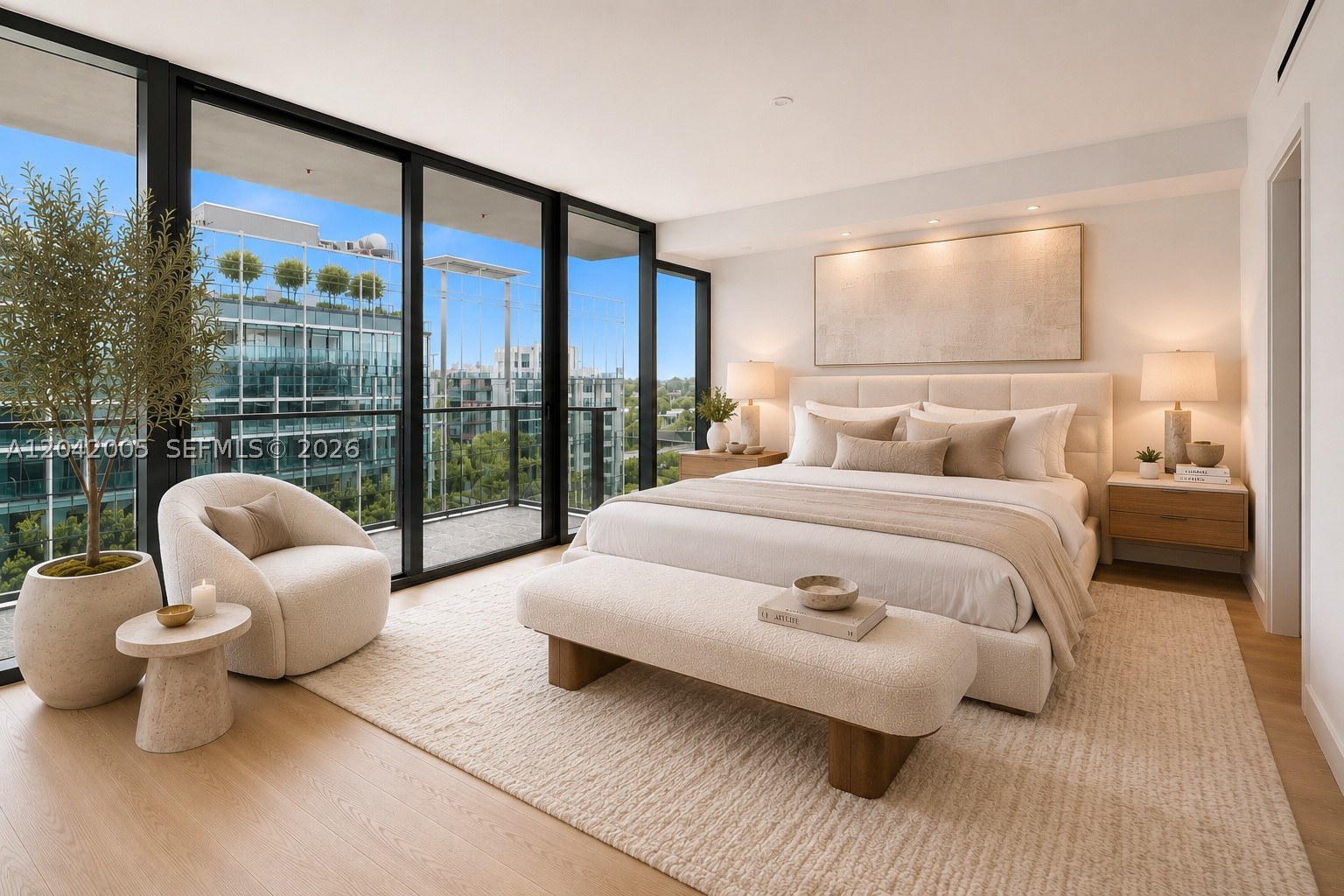 Discover elevated wellness living at THE WELL Bay Harbor Islands, where luxury, design, and holistic well-being come together in one exceptional residence. This beautifully appointed 2-bedroom, 3-bathroom home offers 1,756 SF of thoughtfully planned interiors, featuring a desirable split-bedroom layout, floor-to-ceiling glass, an expansive private terrace, and peaceful bay and island views that fill the home with natural light. Every element has been curated to enhance daily living, from advanced air purification and whole-home water filtration to a Grohe kitchen faucet providing filtered, chilled, and sparkling water. Wellness-focused features continue with integrated red-light therapy, an Affusion spa shower, and a private hydroponic herb garden. Residents enjoy world-class amenities, including a state-of-the-art wellness center, fitness studios, rooftop pool with cabanas, wellness concierge, tea lounge, meditation and relaxation spaces, paddle boards, kayaks, valet, concierge services, and exclusive beach club access in Bal Harbour. Two assigned covered parking spaces and a private climate-controlled storage unit complete this remarkable offering. Experience a residence where sophisticated luxury and everyday wellness exist in perfect harmony.