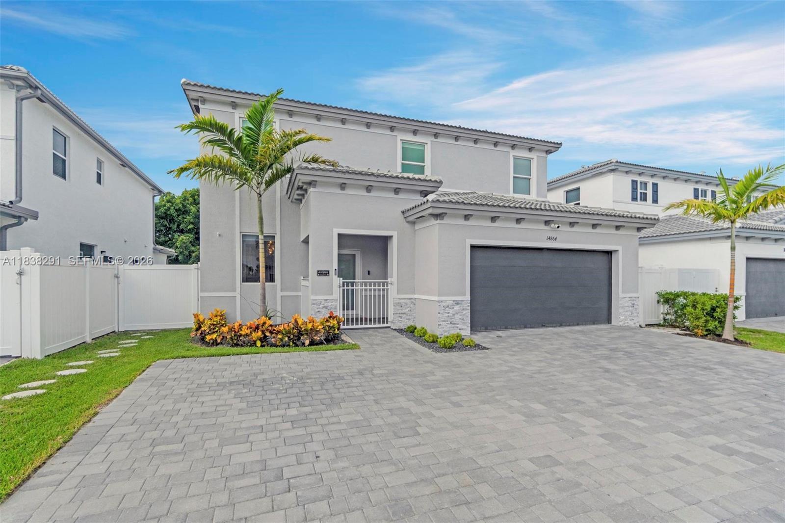 Step into this beautifully upgraded 5 bed / 3 bath home featuring an open layout that enhances both flow and functionality. Enjoy custom-built closets for optimal storage, a custom-designed built-in home office, and sleek laminate flooring throughout. Newly installed impact windows and doors (2024) offer peace of mind and energy efficiency, complemented by a smart thermostat for modern climate control. The thoughtfully designed backyard is ideal for entertaining, with a spacious pergola for shaded lounging, low-maintenance artificial grass, and your very own mango and guava trees for a tropical touch. This home blends comfort, style, and smart living perfect for today’s lifestyle.
