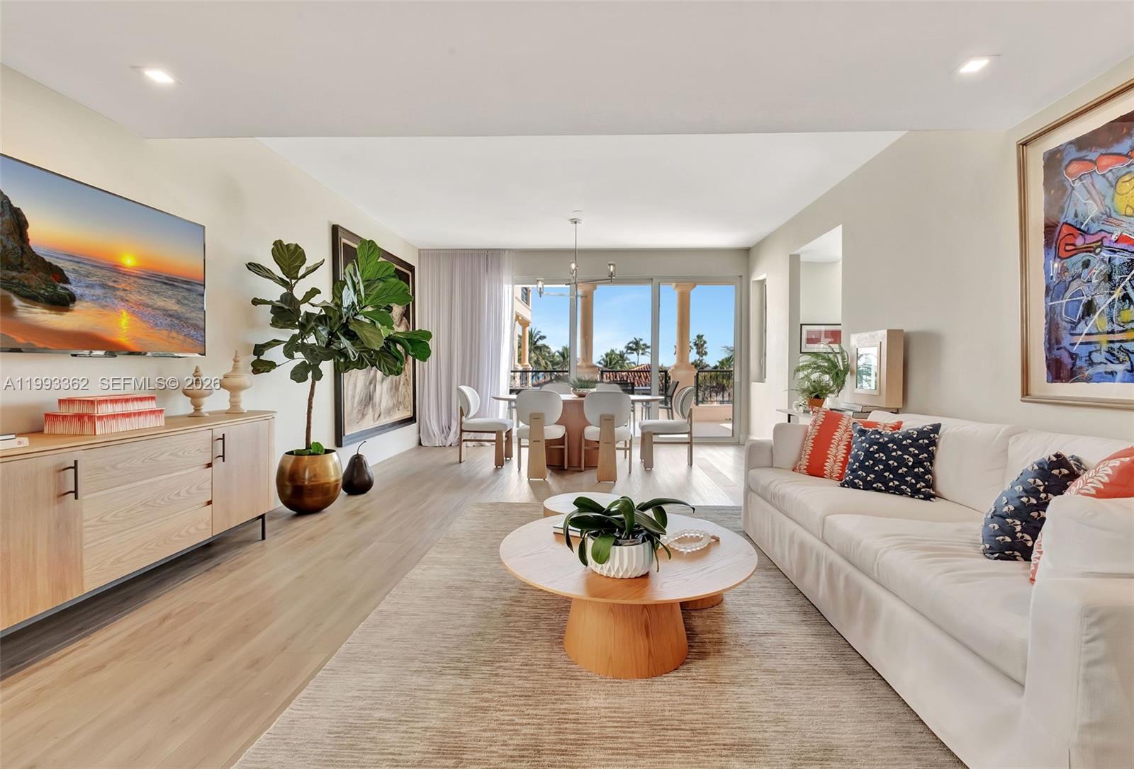 Location & Privacy! Recently remodeled 3/3.5 corner unit, showcasing great ocean views. Close to the Beach Club, Tennis, Spa and Mansion, this unique residence has 3 terraces: front terrace with ocean vistas and 2 side terraces overlooking the lush Vanderbilt Mansion entrance. Great privacy, having no neighboring same height condo. The building recently underwent a complete 2 year remodel, fully paid by owner, has updated common areas with white floors, new parking finishes and elevator landings with wood finishes. Unique condominium that allows being rented multiple times per year, allowing for great recurring income in the months you choose. Includes access to private beachfront pool, owners beach, two parking spaces, golf cart parking space, & storage unit with A/C.