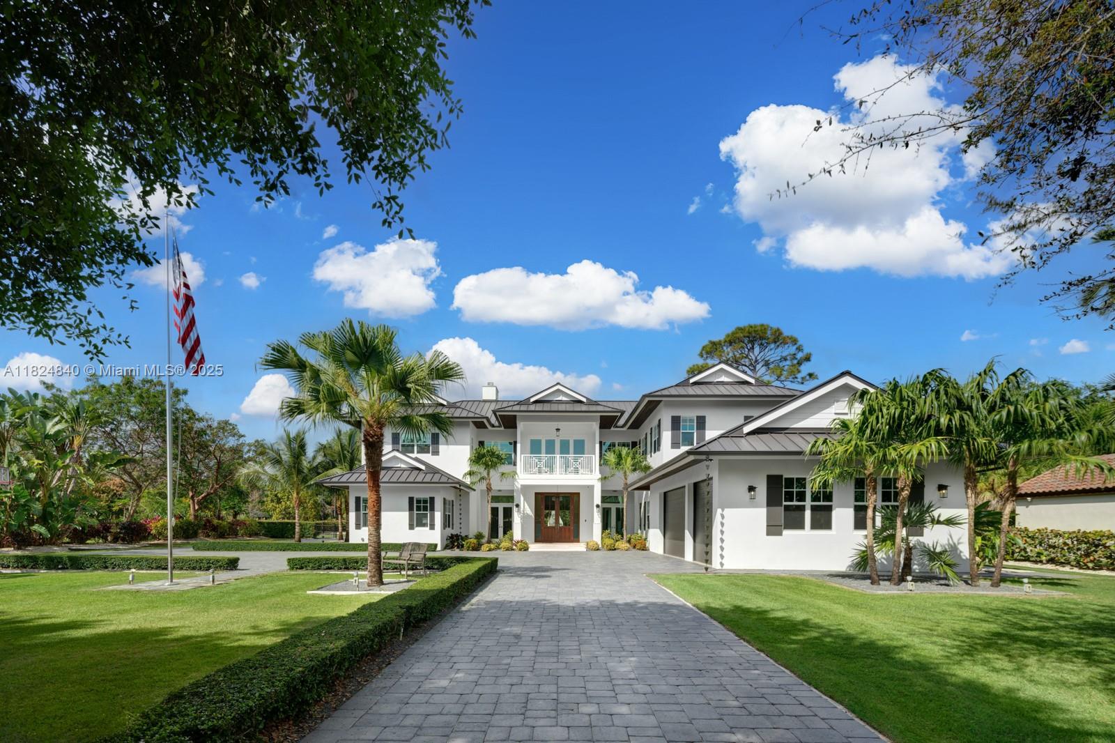 Welcome to your dream home! This stunning property, built in 2021, offers 6 bedrooms, 6.5 bathrooms on a lush acre in a prime, centrally located neighborhood. With an open floor plan, enjoy seamless flow from the spacious living areas and game room to the pristine gourmet kitchen with top-of-the-line appliances. Two bedrooms downstairs provide convenience, while upstairs are the 4 additional bedrooms plus tv room, and the luxurious primary suite with spa-like bathroom. Step outside to paradise with a sparkling pool, summer kitchen, covered patio, and balconies offering serene downtime. This masterpiece harmonizes elegance with modern comfort, offering the epitome of luxury living. Gated entry, 2 car garage, with add'l 1-car garage set off the backyard. Perfection!