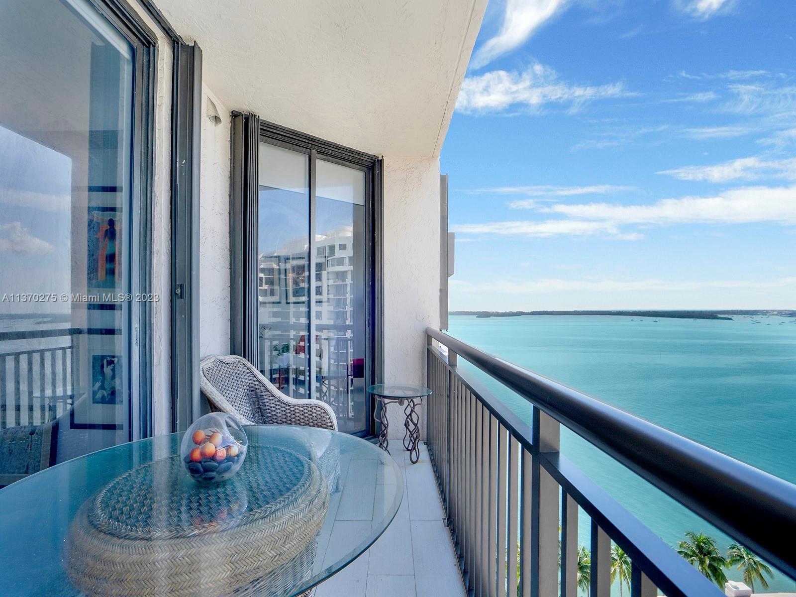 Immaculate, completely remodeled 2/2 Penthouse, with higher ceilings. Desirable Southern pool, bay and city skyline views. White porcelain tiles throughout. Open kitchen with an island. Jack and Jill bathroom for guests. Both bedrooms have a large closet, both of them are completely built out. Brickell Key II has a remodeled entrance, lobby, gym and pool. New elevators and hallway remodel are to be started soon. The pool has bay access to the Island boardwalk, perfect for peaceful bay walks. Enjoy this Island oasis, with great restaurants, a marketplace, and two parks, only a short walk to the center of Brickell, Mary Brickell and Brickell City Center. The building requires all tenants to get RENTER"S INSURANCE.