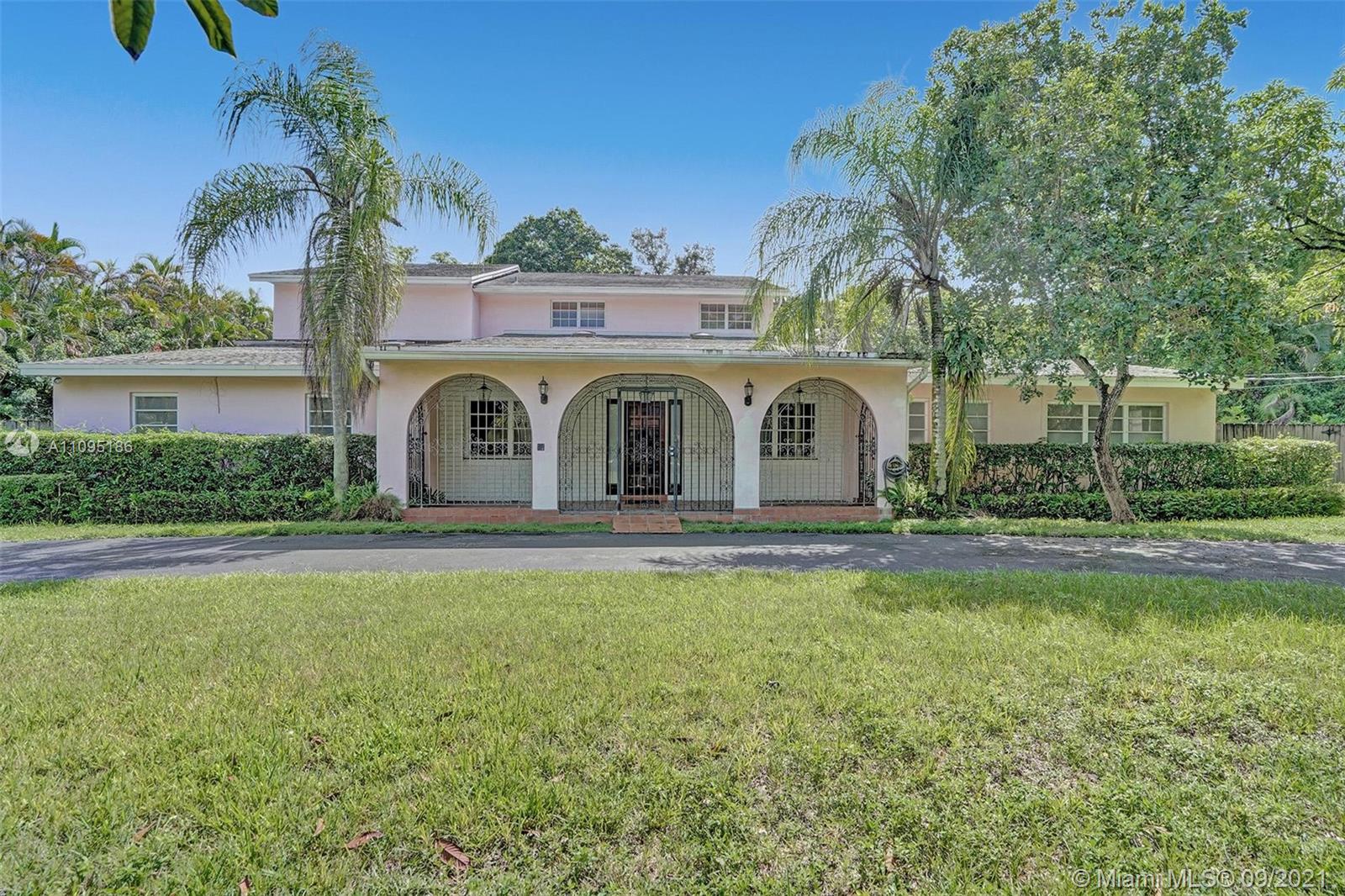 Under roof, this huge Kendall estate (almost 7000 sq ft) is currently configured as an 8 bedroom/5 bath home on a builder's acre with a circular driveway located close to the main Baptist Hospital, Killian HS, and the 874 expressway. Bring your clients who have vision and/or large family. The property has 5 BR and 3 baths on the first floor and 3 huge/oversized BRs and 2 baths on the second floor with a large balcony overlooking the beautiful extended backyard. The living/family/social area is a large 31x39 ft room with vaulted ceilings and gives the buyer many opportunities to make this a grand home. Backyard has a storage shed for all your toys. House could be reconfigured easily. Chandeliers in living area do not convey. Contingent on court approval.