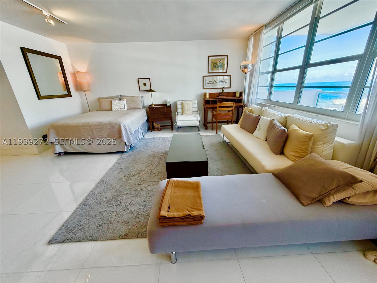 Oceanview beautifully renovated and fully furnished studio at the Decoplage, an oceanfront building with direct beach access. Private balcony with stunning ocean views, ceramic floors, spacious layout, and turnkey condition. Located on the quietest side of the building. Seller paid in full current assessment. One valet parking space included. Amenities include heated oceanfront pool, fitness center, renovated lobby, and laundry on every floor. Upcoming upgrades: new porte cochere, hallway carpeting, and Alo Gym coming soon. Prime Lincoln Road location, steps from world-class dining, shopping, and entertaining. Ideal for investment or personal use! Seller occupancy through August 29, 2026, with vacant delivery August 30, 2026.