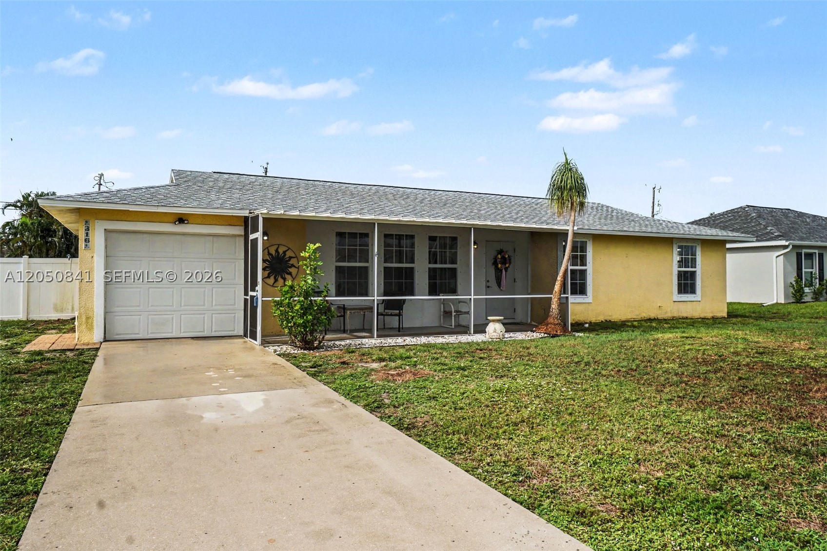 NO Flood insurance required ! Beautiful opportunity in Cape Coral! close to Shopping and Entertainment! This 3-bedroom, 2-bath home sits on a rare triple lot and offers endless potential to make it your own. Enjoy Florida living with an inground salt water Pool, enclosed lanai, and a spacious fenced backyard perfect for entertaining, pets (Including a Doggy door) , or extra privacy. The home also features a 1-car garage and plenty of outdoor space for gardening, recreation, or future possibilities. Whether you’re looking for a primary residence, seasonal getaway, or investment opportunity, this property is ready for your personal touch! Photos are before owner moved.