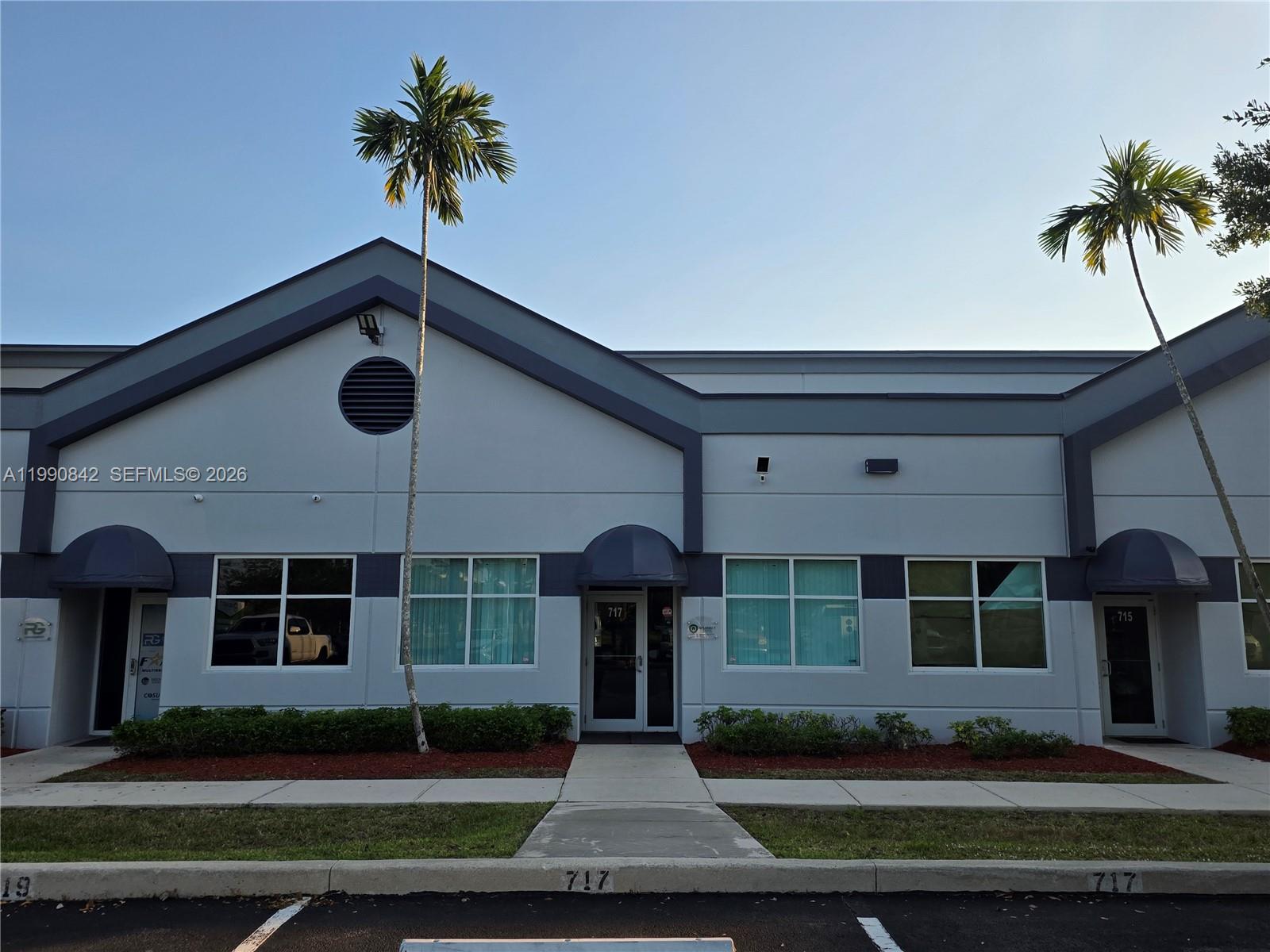 This 2,250 SF commercial unit features a ~90% office and ~10% flex storage configuration. Prime location on the Sunrise/Weston border with immediate access to I-75, I-595, and the Sawgrass Expressway.

BUILDING SPECS: Interior includes high-traffic wood-look floors, executive offices, collaborative bullpen, and conference room. Rear storage area features a ground-level roll-up door and 21’ potential clear height above current drop ceiling. Infrastructure includes 3-phase power and impact windows. 7 allotted parking spaces plus bay frontage staging.

MANAGEMENT & UPGRADES: New roof (2024) and exterior paint (2025). 7-day overnight security provided. The original developer continues to own the property management firm and maintains an on-site office alongside the listing agent (Property Manager) directly next door, providing unparalleled oversight and maintenance standards.

FINANCIALS: Monthly dues $934.68 cover roof, water, and exterior. The 2024 roof assessment is on a 108-month financing term (commenced March 2024); the remaining balance is transferable or negotiable at closing. 2025 Taxes: $11,871.28. Zoning: Light Industrial.

SUMMARY: Low-maintenance, move-in-ready asset for owner-users or investors. Superior on-site oversight by developer/management. Contact listing agent in adjacent unit for a private inspection.