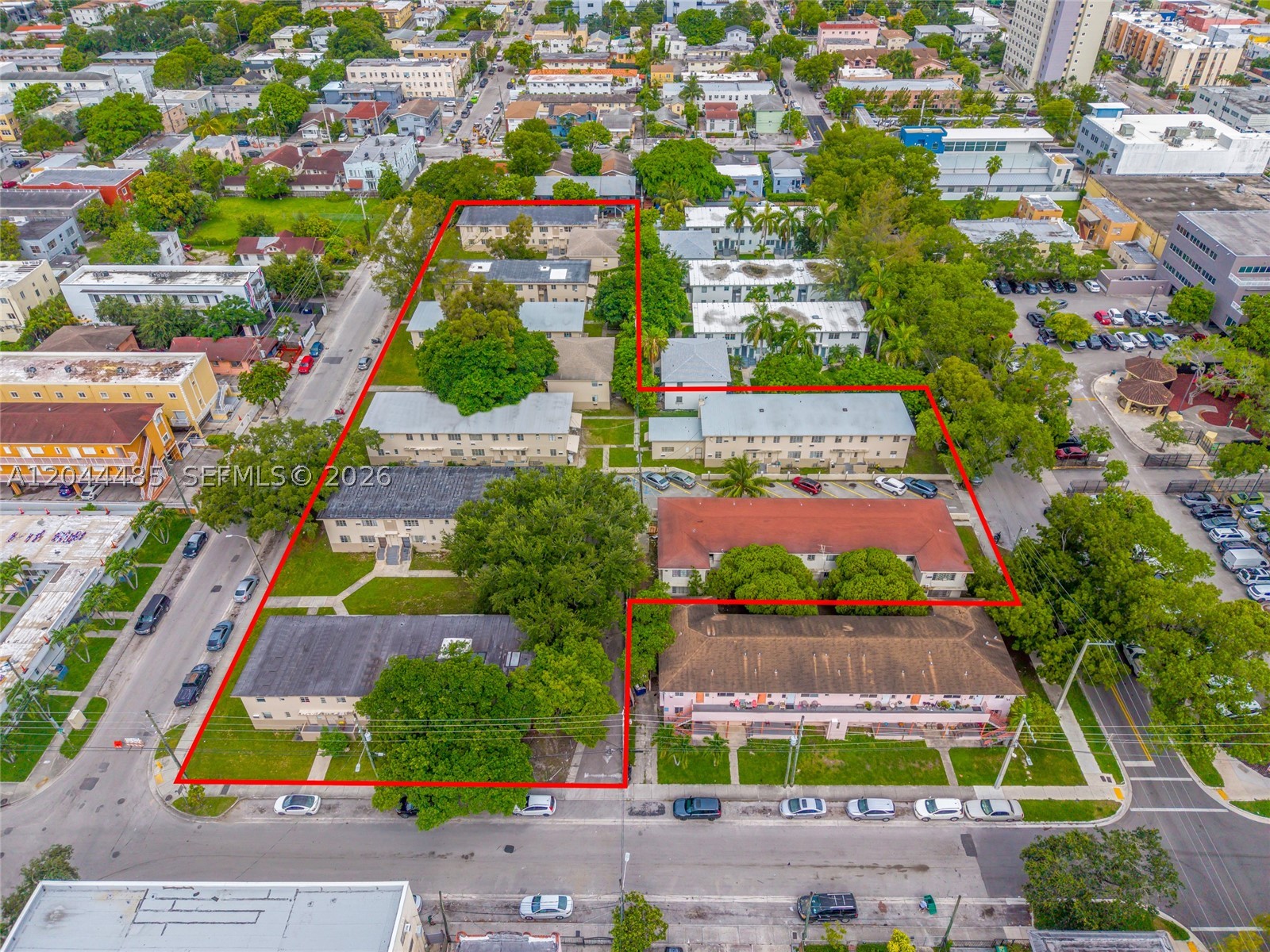 Rare Urban Garden Apartment Community in the Heart of East Little Havana. Spanning 2.16 acres across two
contiguous parcels totaling 79 units and 58,260 SF of building area, this community offers operational scale, enduring land value, & a residential character difficult to replicate in Miami's urban core.

Presenting a rare opportunity to acquire a 79-unit garden apartment community spanning 2.16 acres — an increasingly scarce combination of scale, land, & low-density residential character within Miami's urban core. Originally developed in 1947, the property consists of multiple residential structures in a garden- style setting distinguished by expansive open areas, mature landscaping, and generous green space. The property features a diversified unit mix of 29 two-bedroom residences, 46 one-bedroom residences, and 4 studio apartments, providing broad tenant appeal and durable leasing flexibility. The site's configuration and significant land component create a setting that is increasingly difficult to replicate under today's development conditions. With current in-place gross income of $1,336,754 and pro forma gross income of $1,990,800, the portfolio presents a compelling value- add opportunity with clear rent upside — units currently average below market, offering an investor a 5.93% pro forma cap rate. Residents benefit from convenient access to employment centers while remaining immersed in the culture, dining, and everyday conveniences that define Little Havana.