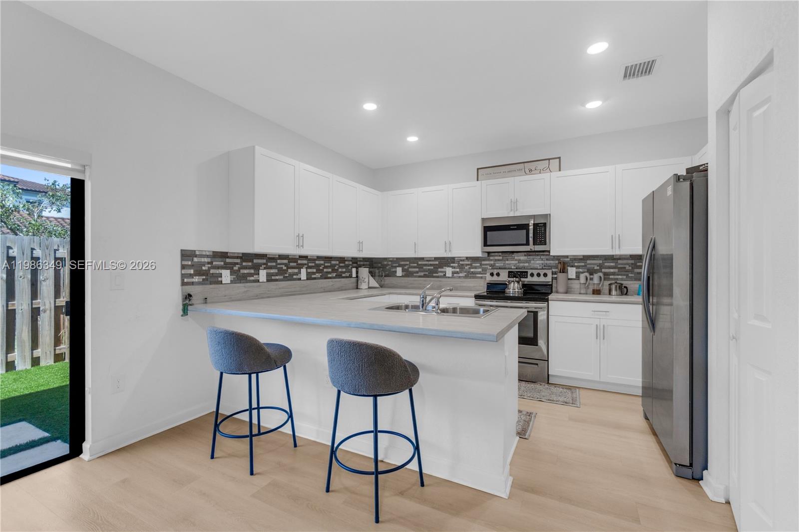 Brand new townhome with 3 bedrooms and 2.5  bathrooms. This Smart home features two stories with a unique/spacious design, stainless-steel appliances, wood floors throughout upstairs/inside rooms. Also a nice fenced with grass tuff in the backyard ready for barbecues. Desirable Quiet and Gated Community with Great Amenities, Swimming pool, Playgrounds, Green spaces, and much more. This Community is Located, close to Aventura Mall, Restaurants, Shops, and Minutes away from the beach.