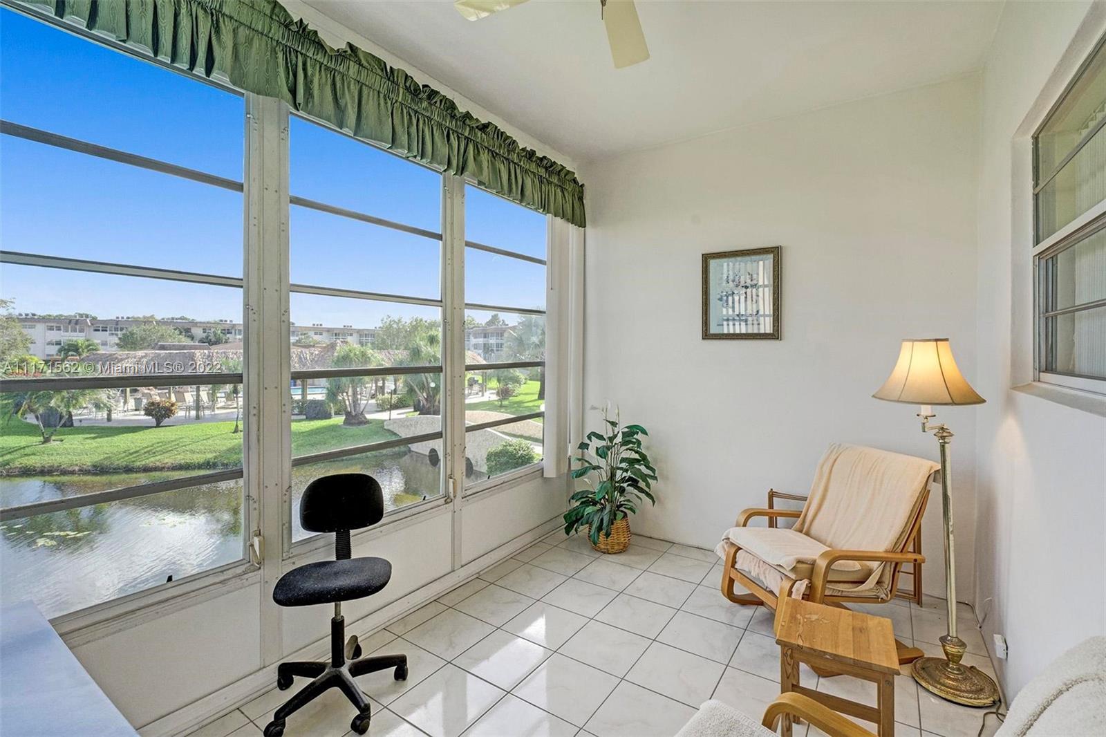 Beautiful 1 bedroom ,second floor .Florida room can be converted in a second bedroom. Fully furnished.
This community offers heated pool ,new tiki roof at the BBQ/picnic area, clubhouse, shuffleboard , gym, library.55+ community. Internet is included in the HOA maintenance fees .Easy to show
