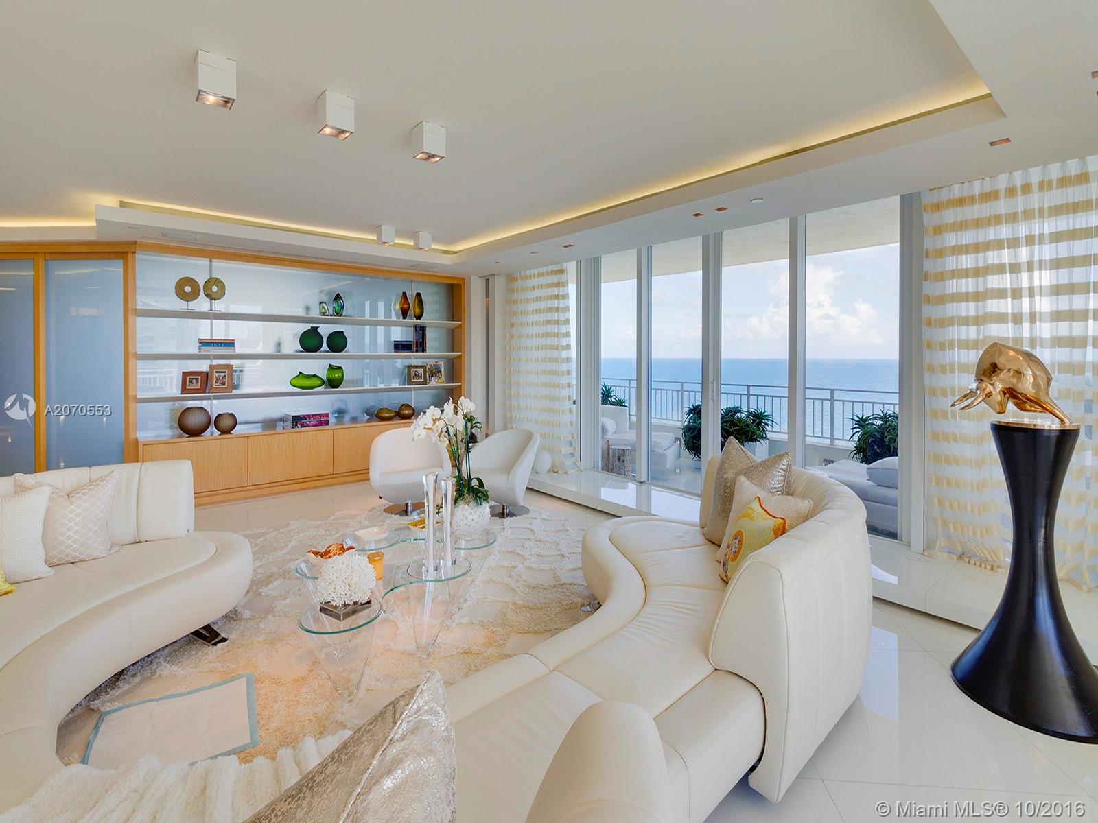 One of a kind completely renovated "08" line 5,207 Sq. Ft. Direct oceanfront apartment. This impeccable unit features open living, dining and family room. Large master suite with private ocean balcony with an outdoor Asian Pergola hot tub. Elegant and sop histicated this residence has it ALL! View of the Ocean, South Beach and Downtown Skyline.