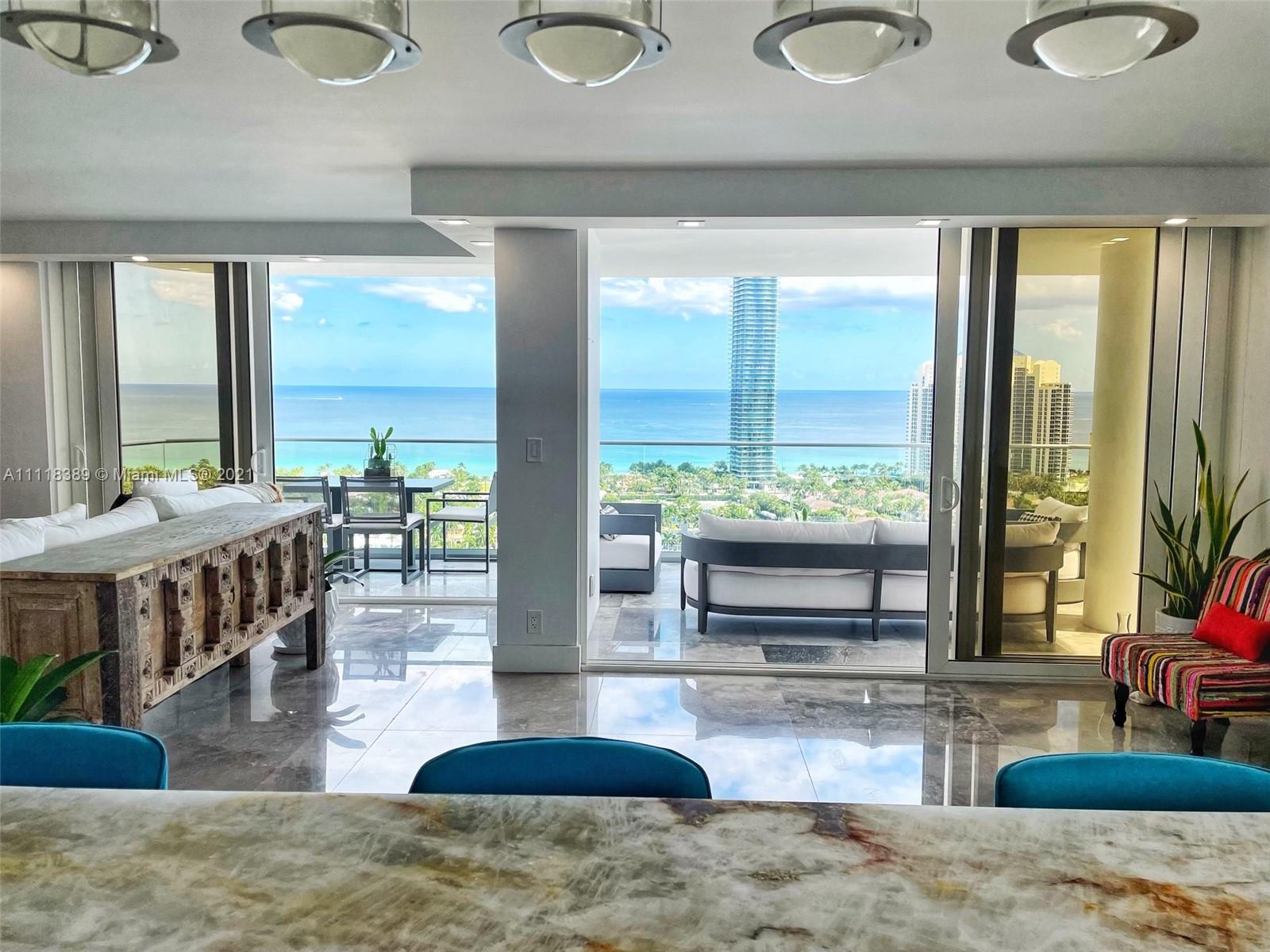 BREATHTAKING UNOBSTRUCTED DIRECT OCEAN, INTRACOASTAL and CITY VIEWS!!
Meticulously renovated, very bright 2 bdrm/2 bath large corner unit which includes infinity glass balconies, hurricane doors, marble floor (36X36) throughout, custom walk-in closet in master bedroom, quartzite countertops in the kitchen with 110" island and stainless steel appliances. Full service building which offers 24hrs valet, heated pool & jacuzzi, theater, gym, restaurant, pool room, children's playroom, yoga classes and party/card rooms.