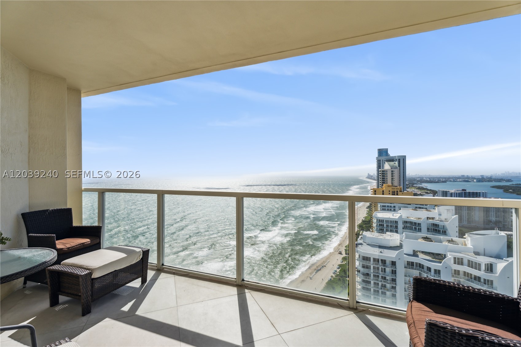 Spectacular, south-facing, recently renovated condo. Enjoy unobstructed, breathtaking ocean views, views of the intracoastal and the city of Miami from your private extended balconies. Two parking spaces, one valet parking and desirable self-parking space are included. Amenities include state of the art new fitness center, sport lounge, children’s room, pool, valet parking, 24-hour concierge service, and convenient beach service. Walking distance to stores, banks, supermarket, and restaurants. Minutes to Aventura Mall and Bal Harbour Shops. Easy to show.