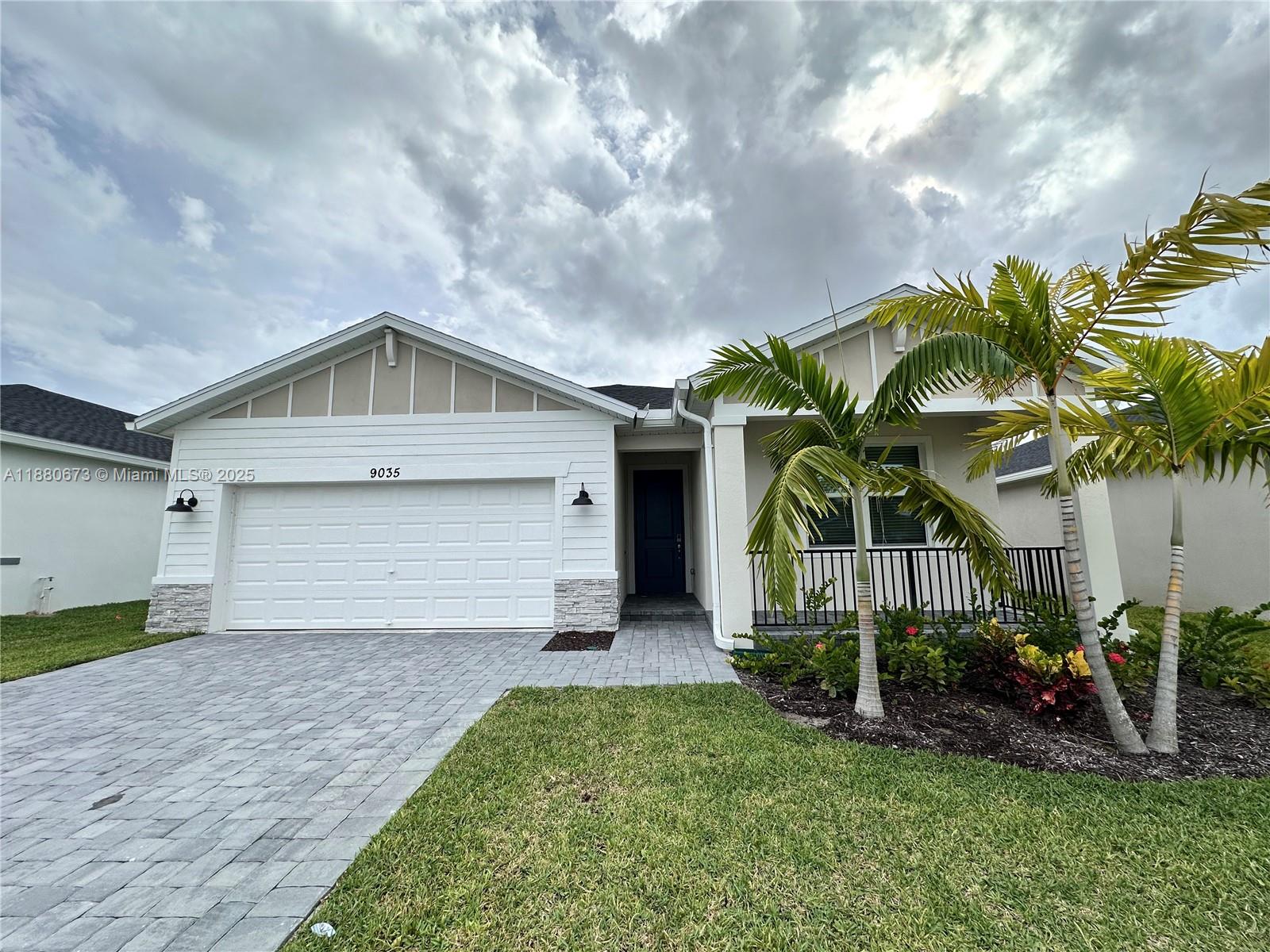 Be the first to live in this stunning lakefront home! This 4 bedroom, 3 bath home is located in Azalea, a private, gated community. The home offers plank style ceramic tile throughout, white kitchen and bathroom cabinetry and stainless steel appliances. Home has a split plan, primary bedroom overlooks the lake, the other 3 bedrooms are located in the front of the home. The property also features a double car garage and laundry room. Enjoy the outdoors in your screened back patio or on your quaint front porch. This spacious home offers a functional layout with plenty of natural light and comfortable living areas.