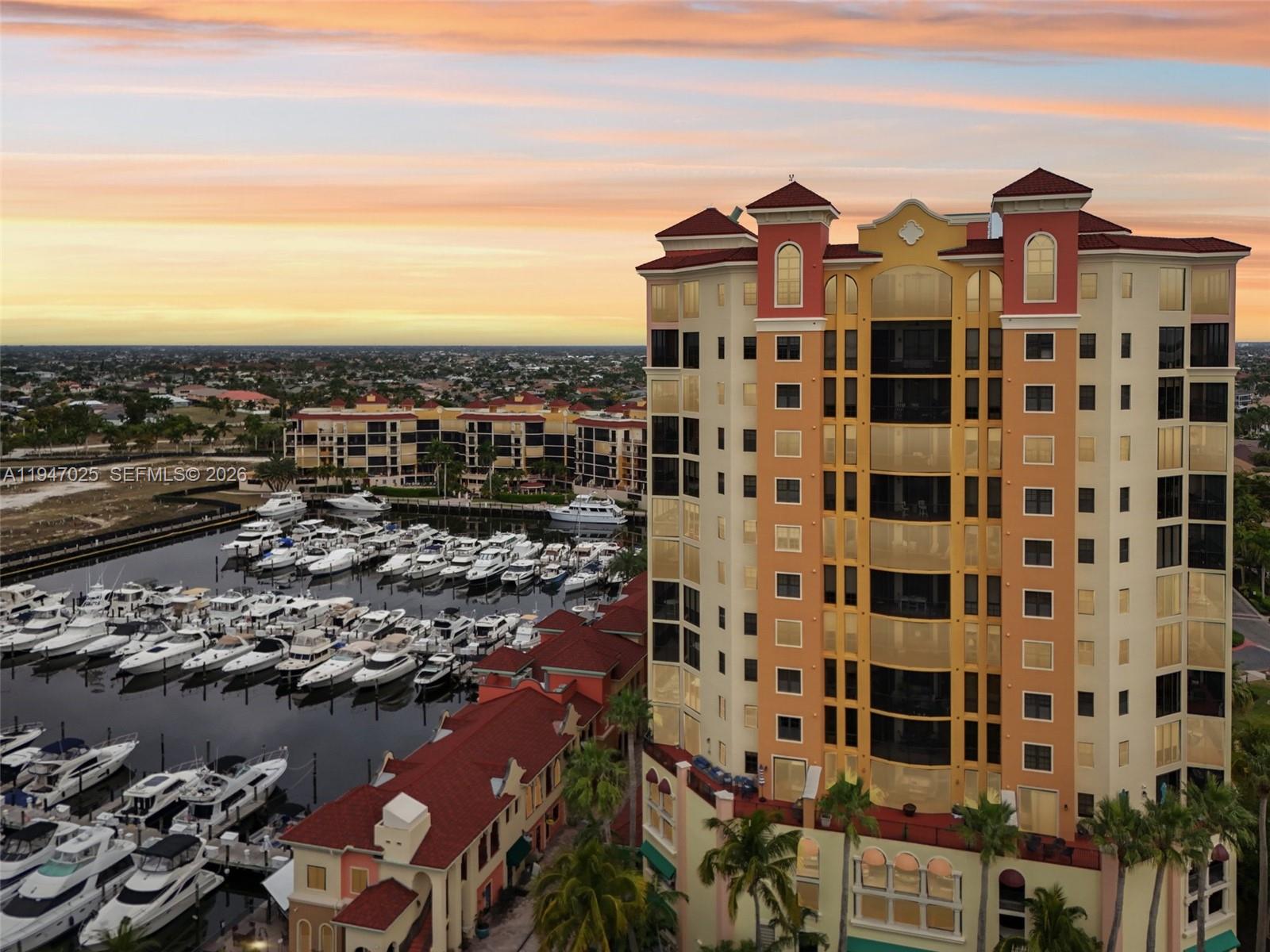 Internet, Cable and water included also has two parking spots that are secured under the building. Amazing location, amazing views. Restaurants and bar are just an elevator away, along with music and fun. This is the resort lifestyle that everyone wants. Relax on your balcony and enjoy the views, or hop on a boat and take a day trip. Cape Harbour is well-known for its fun in the sun, as well as its gatherings of friends and family. You have access to the clubhouse, pools, fitness center, tennis/basketball/pickleball courts, and a full-service marina. Park your boat in the marina or have it stored inside. Cape Harbour is also well-known for its restaurants, fishing charters, boat rentals, shops, live music, and festivals all year round. People from all over the world enjoy their condos or rent them out for a great investment. This is a two-bedroom, two-bathroom condo ready for you to move right in. Also, Brand-New Air Conditioner just installed. This is wonderful place. close to all shopping, restaurants, and the SW International Airport. And don't forget your pets.