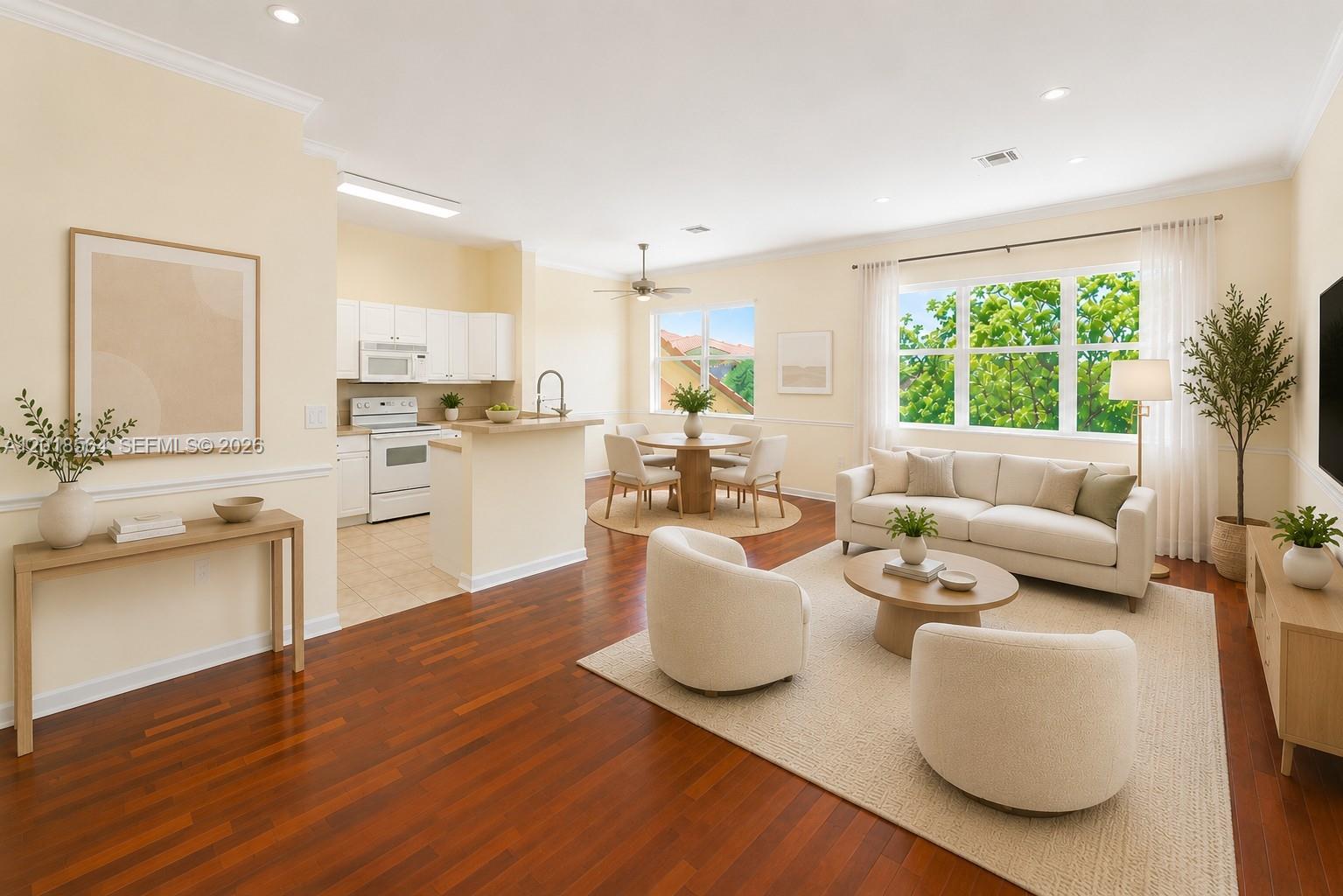 Step into a light-filled residence nestled within a Mediterranean-style gated community built in 2003, where soaring high ceilings and an open, spacious layout create an immediate sense of airiness and flow. The open kitchen seamlessly connects to the living area, ideal for both everyday living and entertaining. This well-maintained unit features high ceilings, walk-in closet, in-unit washer and dryer, a new A/C (2025), and updated refrigerator and dishwasher (2024).

Enjoy true resort-style living with a full suite of amenities including a pool, fitness center, indoor basketball court, splash pad, volleyball court, clubhouse, walking trails, and BBQ areas, all within a secure gated community with 24-hour security. Low HOA covers water, trash, and exterior insurance, offering a convenient and low-maintenance lifestyle .

Strategically located in West Miramar just minutes from I-75 and the Turnpike, with easy access to shopping, dining, and everyday essentials, and served by highly rated A-rated schools. Perfect for both end-users and investors seeking strong value, location, and lifestyle.
