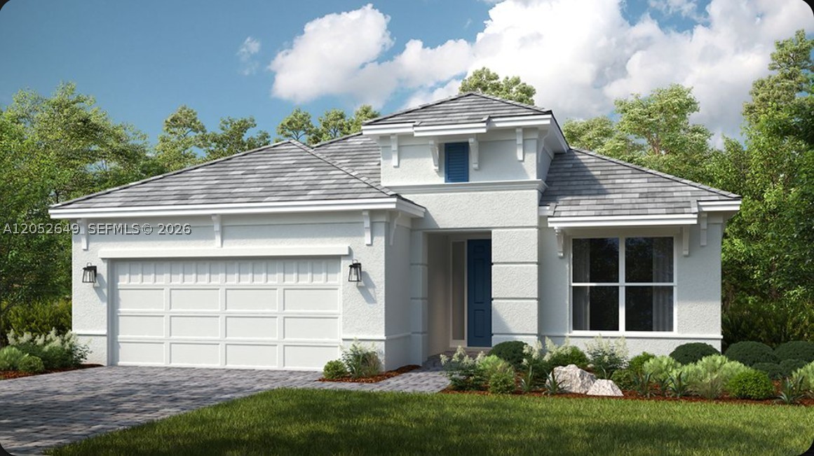 What's Special: Extended Patio | Gourmet Kitchen | Water View. New Construction - October Completion! Built by America's Most Trusted Home Builder. Welcome to the Lazio at 13402 SW Mazzano Street in Esplanade at Tradition! This single-story floorplan offers 3 bedrooms, 3 full baths, a dedicated study with pocket doors, and a 2-car garage with a 4-foot extension. At the heart of the home, the great room connects to the dining area and gourmet kitchen, creating the perfect space for entertaining and daily living. The kitchen is thoughtfully designed with a large center island, quartz countertops, a designer backsplash, and convenient access to the oversized covered lanai. The private primary suite serves as a luxurious retreat, highlighted by a tray ceiling, spacious walk-in closet, and en-suite bath with dual vanities, a walk-in shower. Two secondary bedrooms are positioned for privacy and comfort, each with easy access to a full bath, while the versatile study provides the ideal space for a home office, or hobby room. Additional Highlights Include: bay window at primary, out-door rough-in, whole house appliances, pendant lighting at kitchen island, and pre-plumb for future laundry sink. Photos are for representative purposes only. MLS#A12052649 Discover Esplanade at Tradition, a vibrant 55+ community with resort-style amenities, pool, tropical beach, and cabanas. Play pickleball, stroll the lakefront, enjoy café treats, and visit the bark park. Live every day like vacation!