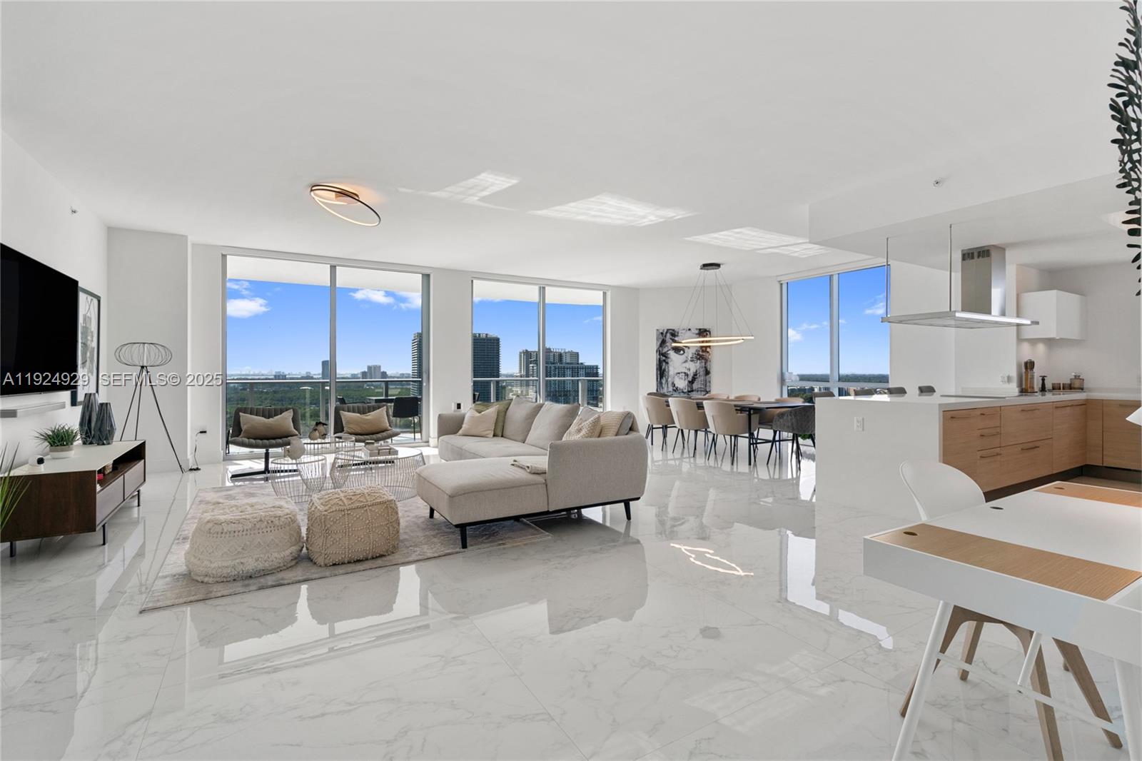 Introducing an exceptional residence at Marina Palms, perfectly positioned to capture endless, breathtaking water views from every main living space. This elegant 2 bedroom, 2.5 bath home with a spacious den offers an elevated blend of comfort and sophistication in one of Miami’s most sought after waterfront communities.
This pristine unit has never been rented, never had pets and it comes fully furnished with curated designer furniture, delivering a true turnkey experience. Floor to ceiling windows flood the home with natural light, while the open concept layout enhances the sweeping panoramic vistas. The gourmet kitchen features high end finishes, ideal for both cooking and entertaining.
For added convenience, the residence includes two assigned parking spaces and a full storage unit, offering ample room for personal belongings. Marina Palms also boasts a full-functioning marina, complete with state of the art facilities for boating enthusiasts.
Residents enjoy world class amenities including 24/7 concierge services, a fitness center, spa, resort-style pool, lounge areas, business spaces, and much more.
A rare opportunity to enjoy refined waterfront living with unmatched views and luxury at Marina Palms.