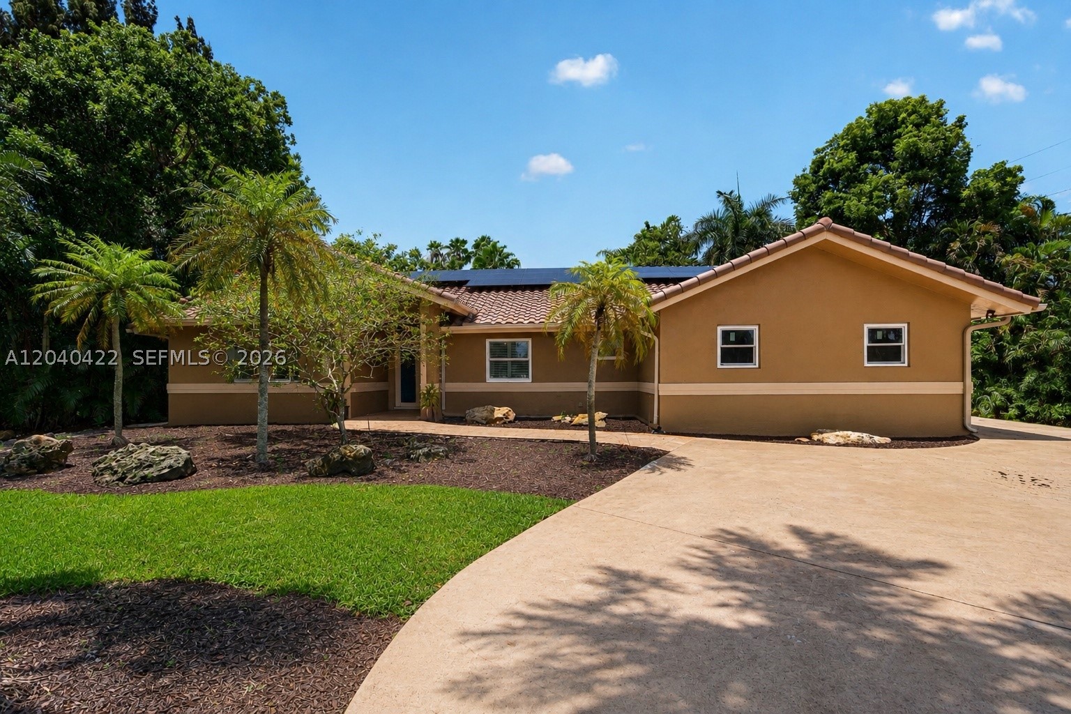 Rare opportunity to own a private equestrian retreat in the heart of Southwest Ranches with NO HOA! Situated on nearly 1.7 acres (73,308 SF), this exceptional property offers endless possibilities for horse enthusiasts, hobby farmers, outdoor lovers, or anyone seeking space, privacy, and freedom. The grounds feature equestrian ready horse stalls and an ideal open layout for equestrian use, with plenty of room for expansion, recreational vehicles, boats, trailers, and more. The home has been thoughtfully updated and includes a beautifully remodeled primary bathroom with designer finishes, impact windows and doors, a 2021 roof, solar panels for enhanced energy efficiency, and a whole-home water filtration system. A circular driveway and 2-car garage provide both convenience and curb appeal. Enjoy the perfect blend of country living and modern convenience, just minutes from some of the area's top-rated schools, shopping, dining, and major highways. Properties offering this amount of land, equestrian potential, modern upgrades, and no HOA restrictions are becoming increasingly rare in Southwest Ranches. Don't miss your chance to own a piece of one of South Florida's most sought-after rural communities. VIRTUALLY ENHANCED