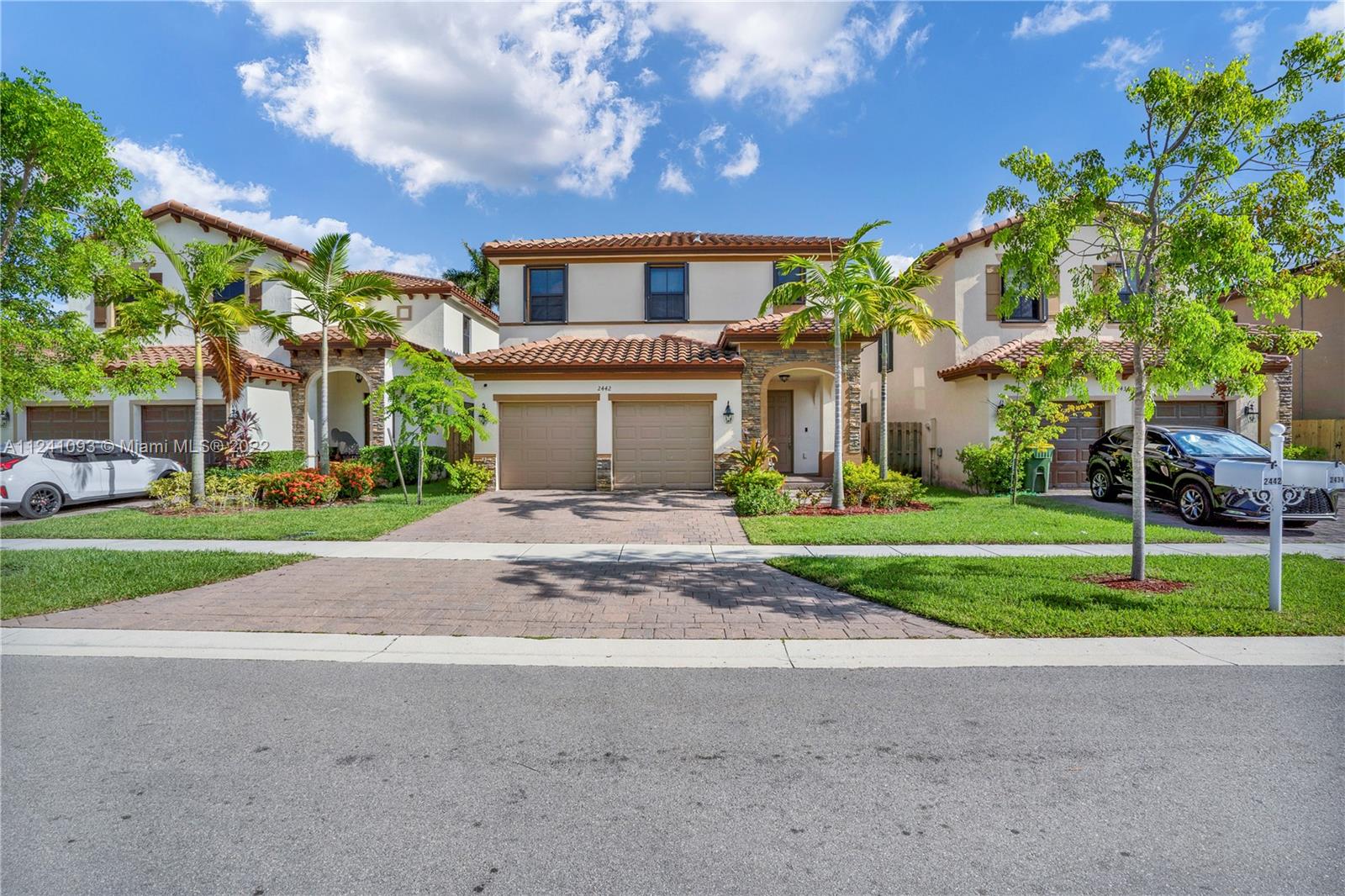 Beautiful home in the fantastic Barbados of Oasis community. Great floor plan, offering all the space that you need. Tile and new vinyl floors. Stainless steel appliances in the kitchen. First floor offering space perfect for family time and with a lot of light. Bedrooms are located upstairs. Master bedroom with dual sink and separate bath and shower and walk-in closet. Laundry room conveniently located upstairs. Fenced backyard with covered patio offering private space. Brand new accordion shutters. Extra feature is EV plug in the garage. Located in the gated community and family friendly neighborhood. Low HOA Fee!