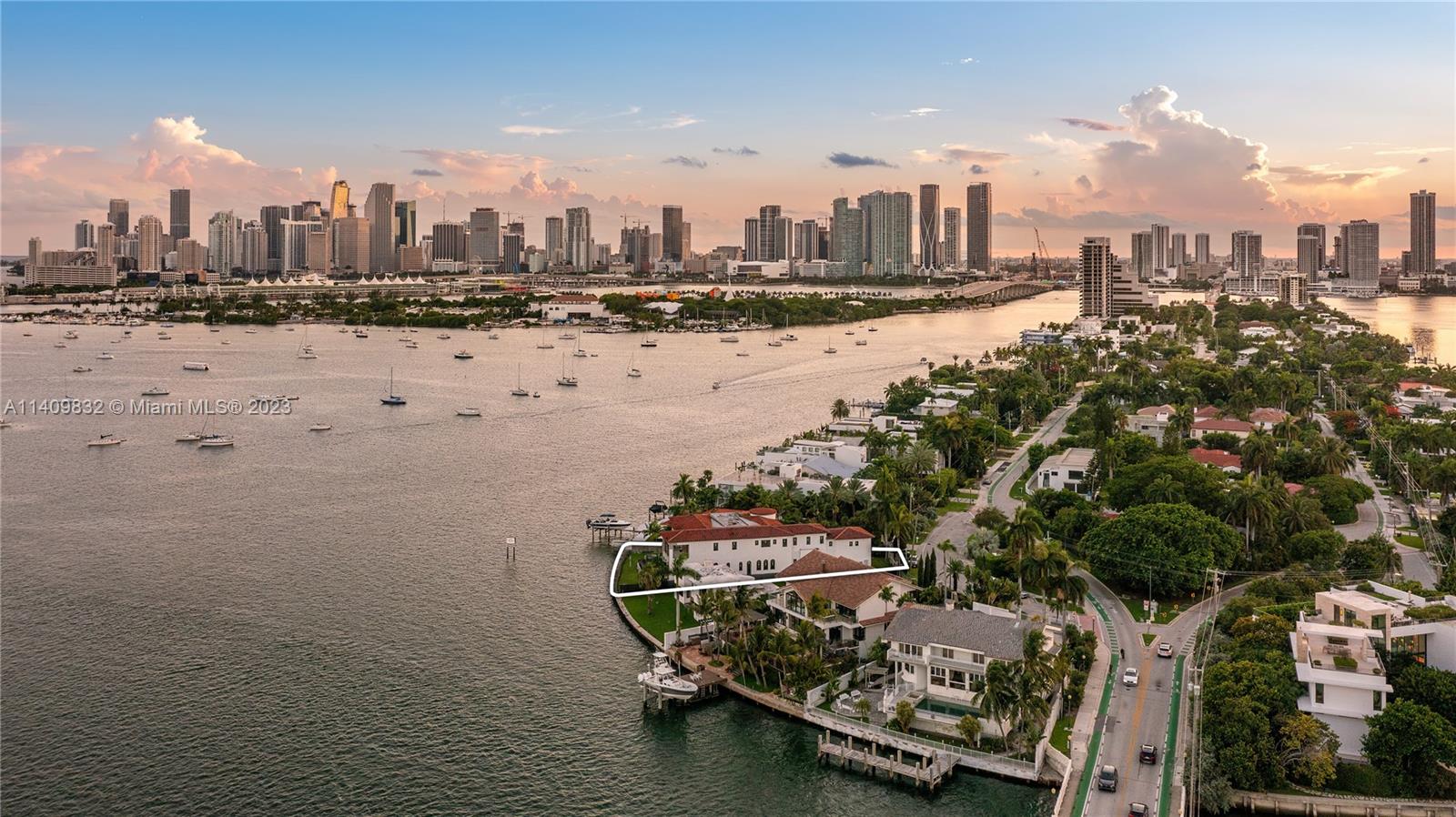 The best-priced waterfront property on Venetian Islands, Miami, offering 104-FT of waterfrontage and ideal southern exposure! Enjoy unique, dramatic sunset views over the Downtown Miami skyline to the west and serene sunrises and South Beach skyline to the east!  Situated on a cul-de-sac on San Marco Island (City of Miami), developers can build approx. 9,300-SF new modern mansion on this 13,382-SF lot. Acquire the lowest priced pie-shaped lot for development on sought-after Venetian Islands, minutes to the best of South Beach and Miami - including Design District, Brickell, and all museums, cultural centers, and parks in Downtown.