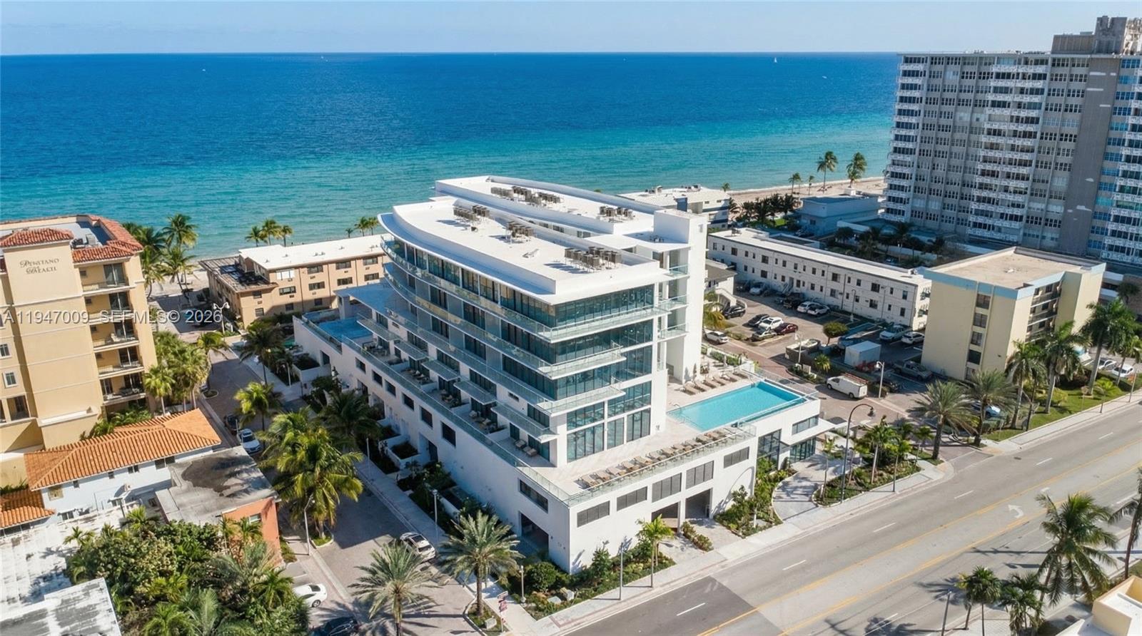 602 | 1BD / 2BA | 1,033 SF | South | 1 Parking Spot. Residence 602 offers a
bright, well-scaled layout with 1,033 SF and a second full bathroom for guests.
South exposure fills the living area with natural light, while the open plan
allows for comfortable dining, living, and entertaining. Interiors are modern
and refined, featuring floor-to-ceiling glass, soft recessed lighting, and spa-
inspired bath finishes. ETURNA Beachside is a boutique 7-story building on the
ocean side of A1A. Building amenities include resort-style swimming pool,
fitness center, sauna, cold plunge, 24/7 front desk concierge and beach club
service. Conviniently located steps to the sand and the Hollywood Broadwalk,
10 minutes away from FLL Airport. Flexible rental policy min 30 days. Delivery
Q2 2026. Renderings for illustration; subject to change.