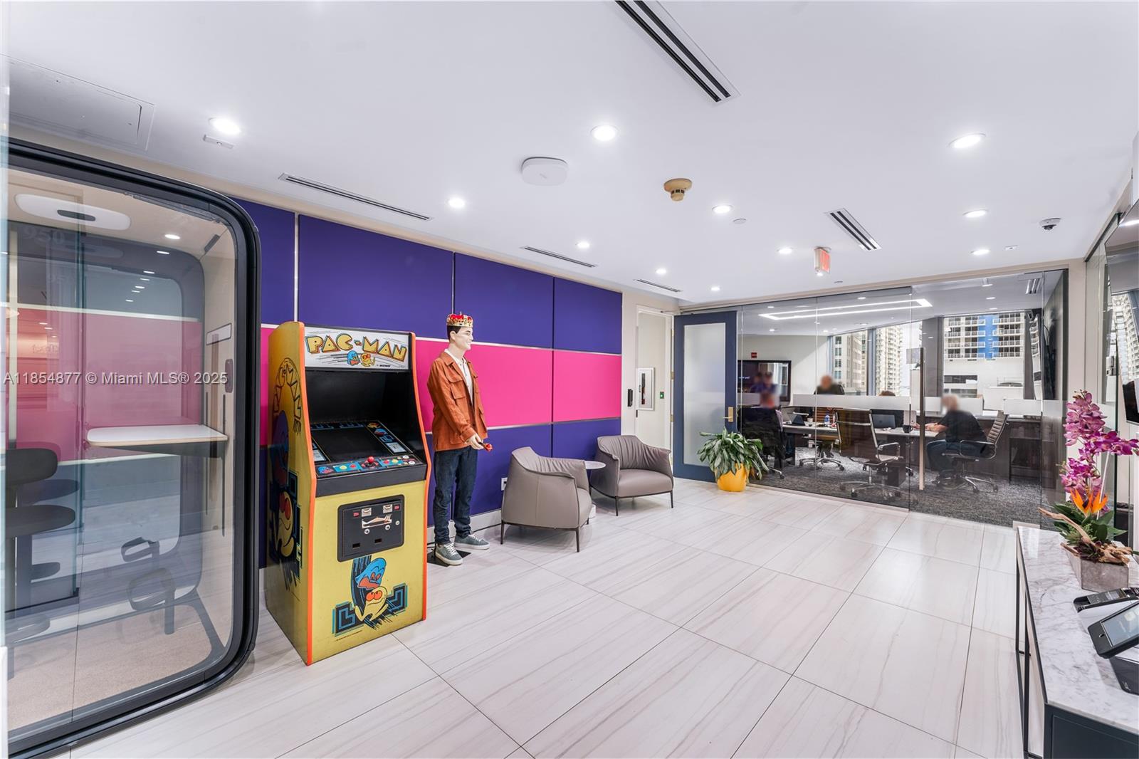 Fully built-out, half floor office space in the heart of Brickell featuring a bright contemporary style with 18 private offices, 3 conference rooms, break area with kitchenette, reception area with 2 phone booths and open bullpen currently holding 10 cubicles. 1200 Brickell is a Class A office building towering 20 stories within the best location of fast-growing financial district: the intersection of Brickell Avenue and SW 13th (Coral Way). Enjoy a modern lobby and circular drive with security, the chic Dirty French restaurant on-site, along with public transportation, luxury shopping and some of the best restaurants in the city just steps away.