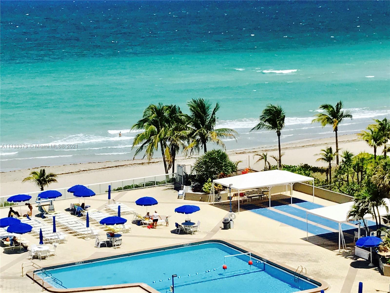 FALL IN LOVE with this beautiful 2 bedroom, 2 full bath, Move-in ready unit with split floor plan with Stunning Ocean views ! This impeccable unit features, Large oversize modern balcony overlooking the ocean & pool deck, hurricane impact windows, doors, Updated kitchen, tile floors ,updated bathrooms and more.  Water, cable  T.V.,  gas and A/C included in maintenance! Parker Plaza offers: 24-7 Security, doorman & valet parking, fitness gym, saunas, Modern pool- sun deck with BBQ, Semi-private Beach w/chairs, Beach café and mini-mart, Reception hall with game room & card tables. Just minutes to Gulf Stream racing & casino, Luxury shopping & restaurants. Building is completing 40 year Re-certification with all new modern glass railings. 5 STAR amenities **Lowest priced ocean view unit **
