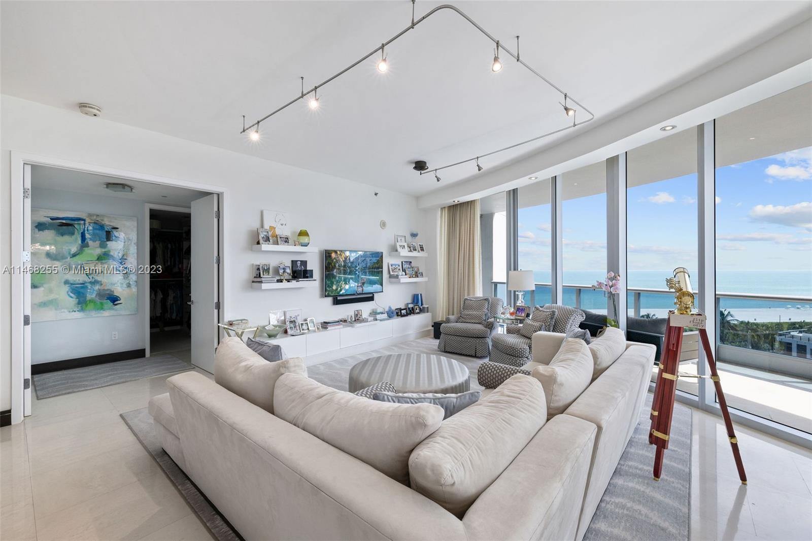 Direct oceanfront unit with impressive views at the exclusive Bath Club. This southeast line is the most desirable line in the building!  Enter this bright 3 bedroom residence through a private elevator. Enjoy 10 Ft. ceilings and an open floor plan ideal for entertaining.  Primary Suite has stunning ocean views with en-suite bath & custom walk-in closet. Chef’s kitchen features Miele & SubZero appliances with separate laundry room off the kitchen.  Additional 2 bedrooms with private bathrooms featuring Ocean,City, & Bay views. The prestigious Bath Club offers the utmost privacy & security.  Over 500 ft. of beachfront & 5-star amenities, including a private club, restaurant, beach/pool service, a full-service gym/spa, clay tennis courts, cabanas white glove concierge & valet.