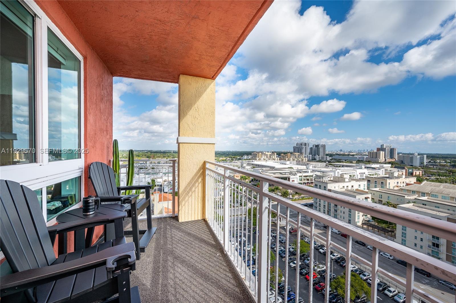 Experience elevated living in this stunning 17th-floor residence with sweeping city views! This spacious, light-filled condo combines modern elegance with comfort. Enjoy a private balcony perfect for relaxing or entertaining while overlooking panoramic vistas of Downtown Dadeland and beyond. The kitchen features stainless steel appliances, granite countertops, and rich wood cabinetry. The open concept living area boasts sleek wood floors, abundant natural light, and a sophisticated design ideal for both everyday living and hosting guests. Bedrooms are generously sized with ample closet space, and the primary suite offers incredible views from every angle. In-unit laundry adds convenience. Indulge in resort-style amenities including a state-of-the-art fitness center, lush courtyard with seating and BBQ areas, and secure parking. Ideally located steps from upscale shopping, fine dining, and MetroRail for effortless commuting. This is urban luxury at its finest!