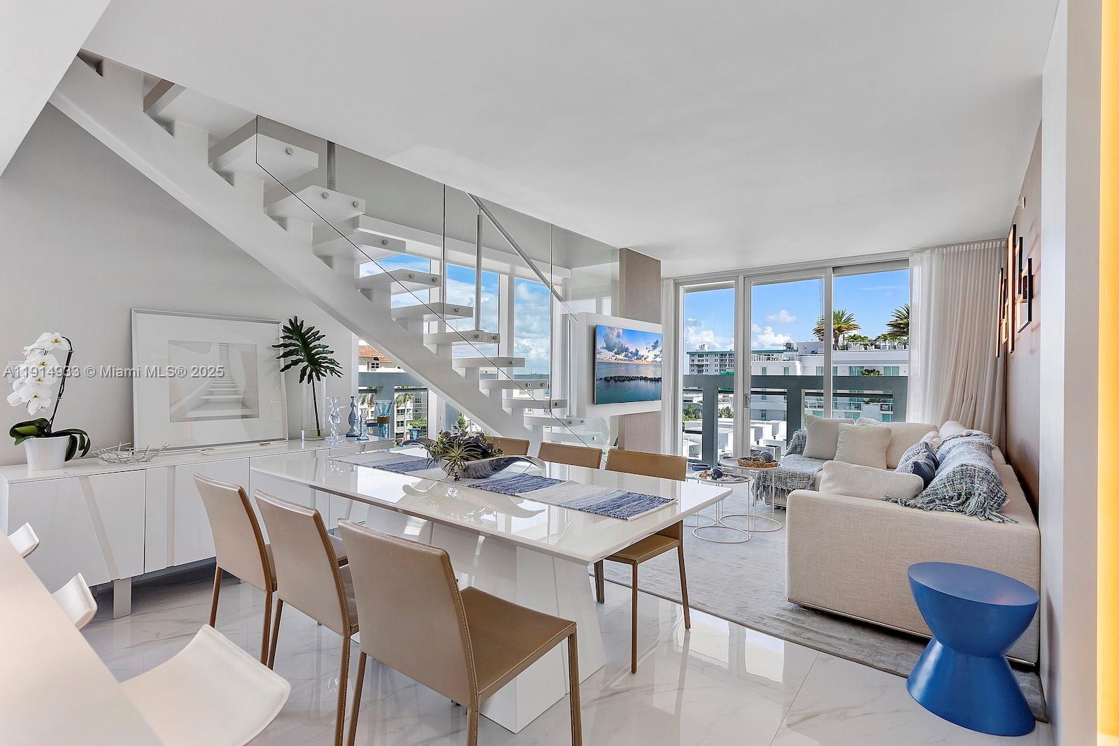 Stunning Penthouse 3/3 unit distinctive One by Tross in the heart of Bay Harbor Islands. Enjoy the beautiful sunsets from unit's PRIVATE ROOFTOP JACUZZI ! 7-floor building with 17 luxury residencies.
Two Covered parking spaces and a storage room on unit's floor. Amenities include a rooftop pool and gym. PRIME LOCATION  just minutes from Bal Harbour Shops, beaches and top rated School  K-8 school (an "A" school for 16 consecutive years!)Currently listed on airbnb with Stellar 4.87-star rating , the property generates high income! A turnkey investment with immediate returns. UNIQUE IN THE AREA, please contact agent.