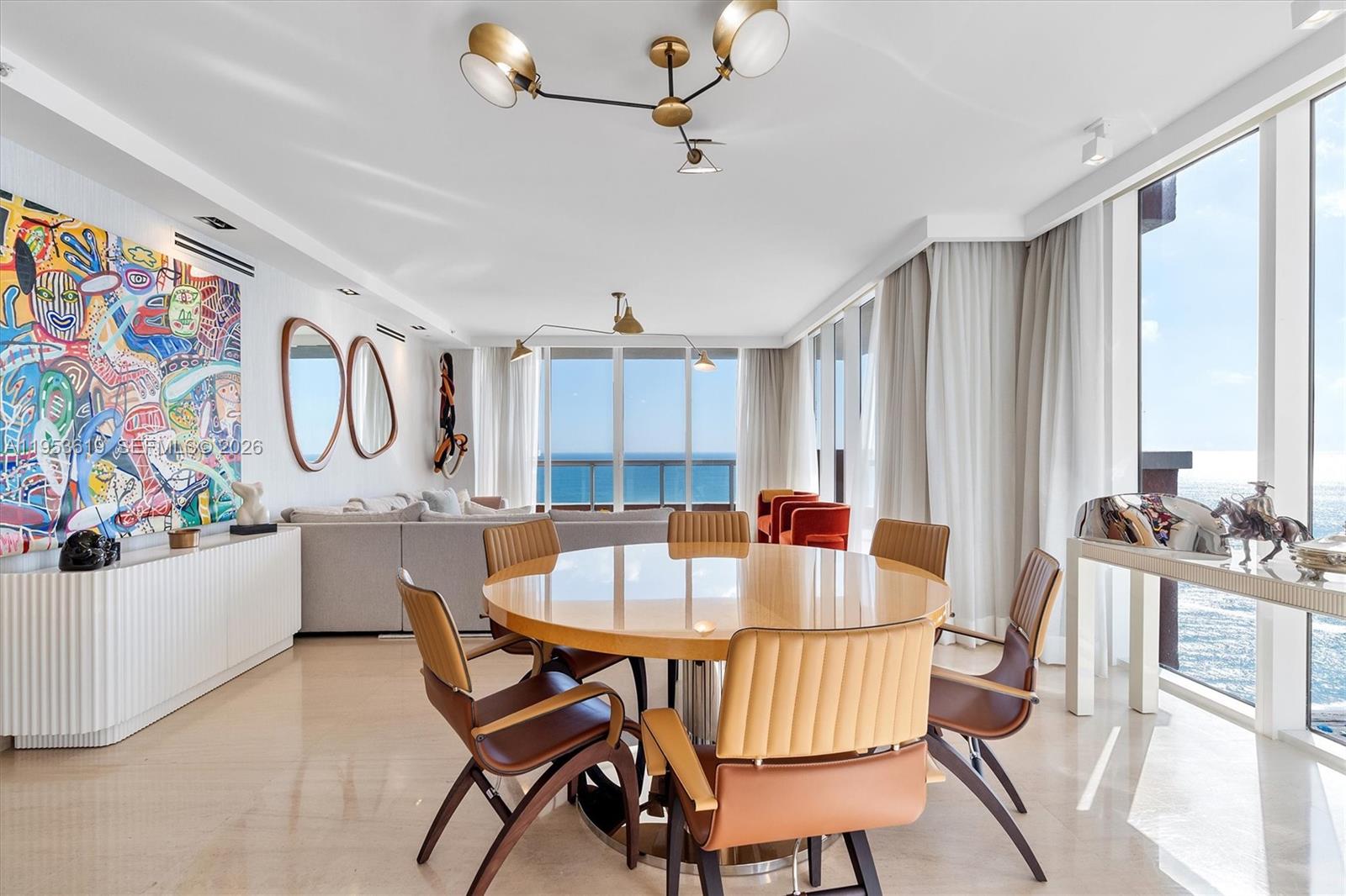 Welcome to Residence 1906 at Acqualina, a beautifully decorated corner unit offering breathtaking natural light and effortless luxury. This residence is being offered fully furnished, with thoughtfully curated interiors that blend elegance and comfort—ready for immediate enjoyment.
Floor-to-ceiling windows wrap the unit in sunlight all day, enhancing the open layout and creating a bright, airy ambiance throughout. As a corner residence, it offers a heightened sense of privacy and expansive views that perfectly complement the refined design.
Located within Acqualina Resort & Residences, a world-renowned 5-star oceanfront resort, owners enjoy unparalleled amenities, white-glove service, and the lifestyle of a true luxury destination—award-winning dining, spa, beach service, and more.
An exceptional opportunity to own a turn-key residence in one of South Florida’s most prestigious addresses.
Art work is excluded