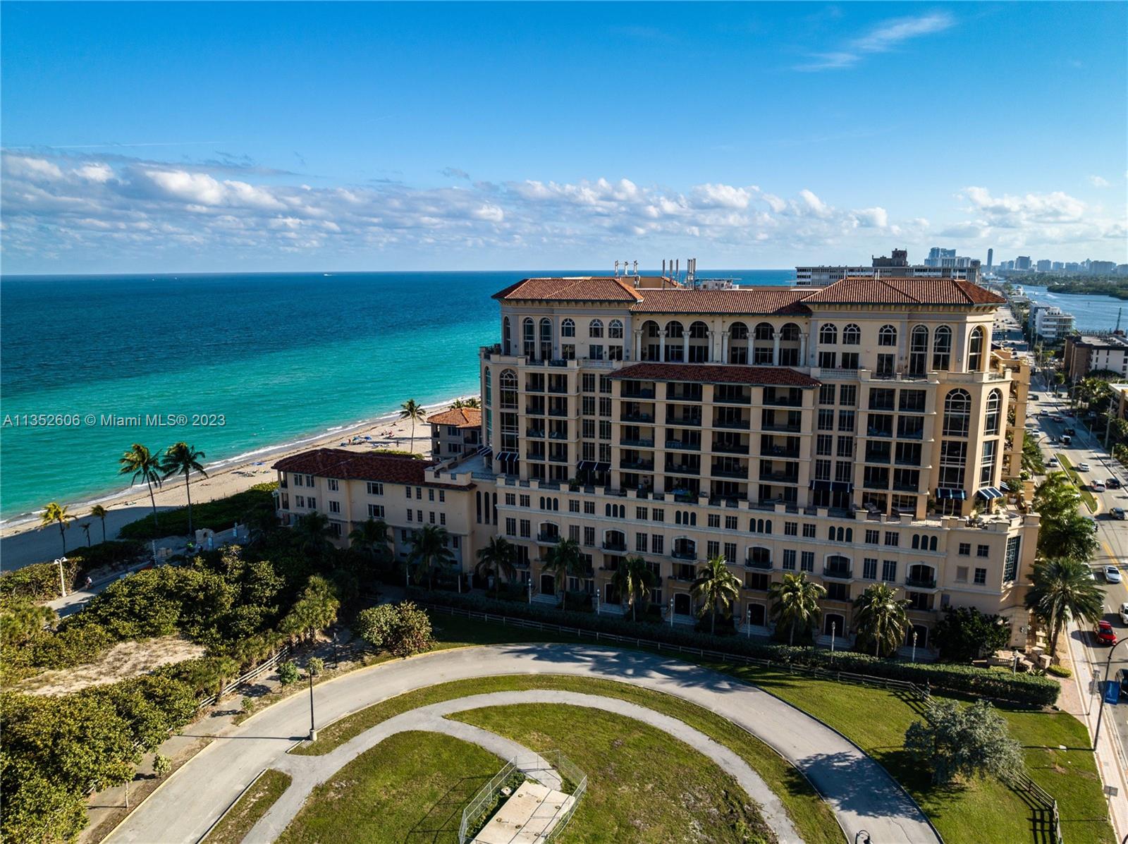 Gorgeous 2,803SF 3 story Villa with 18 ft ceilings. Picturesque ocean views! Private elevator in with access to all 3 floors. Chef’s kitchen with all the top appliances including gas cooking, Sub-Zero refrigerator, built-in Miele coffee system. Separate Media Room/ office. Private 2 car garage in the building. Fabulous location and 5-star amenities, including valet service, concierge service & exercise room, hot tub & pool, sauna, social room.