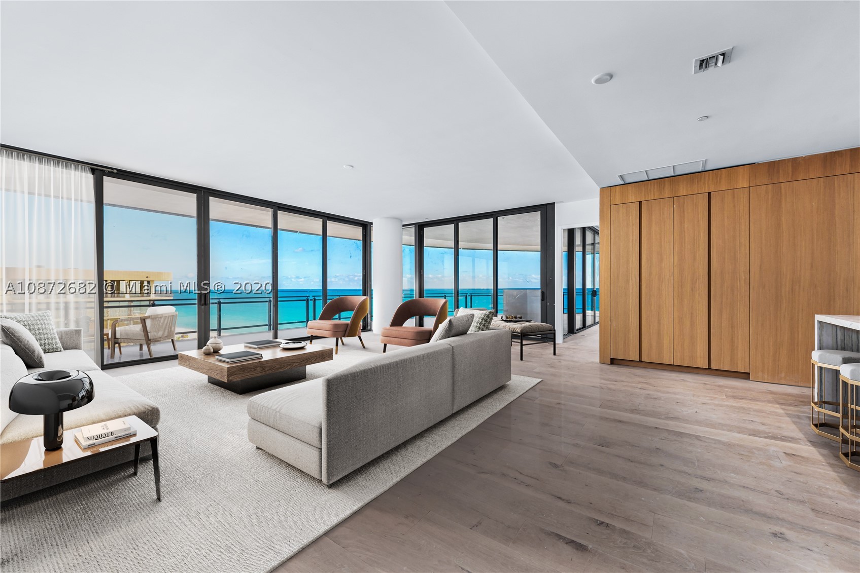 Eighty Seven Park by Priztker award-winning architect Renzo Piano is a selection of oceanfront residences designed to seamlessly embrace park and ocean in Miami Beach’s most coveted seaside neighborhood. The building sits between a 35-acre ocean front park to the south and private 2-acre park to the north that are being designed by West 8 landscape architects. Enjoy views of the ocean, park and city skyline. Full service building with concierge, 2 pools, full service spa, ocean view gym, and wine bar.