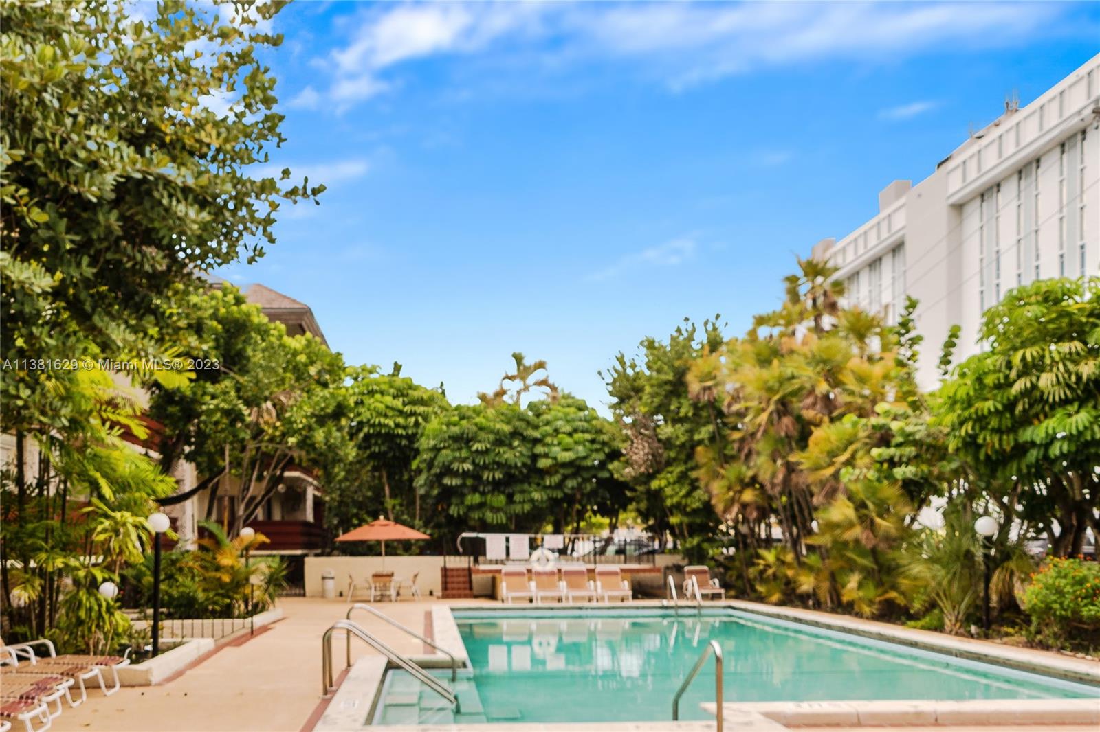 Lovely 1BR/1.5BA (top floor) garden apartment on a quiet tree-lined Gables street. Just blocks to UM & Metrorail and minutes to South Miami, Coral Gables & Coconut Grove shopping & dining districts. Interior features include wood floors & a large covered balcony overlooking the tree-tops. 1 assigned parking spot w/additional guest parking available. Amenities include lobby w/ key access security, pool & fitness center.