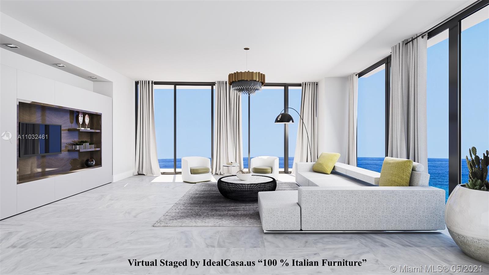 Turnberry Ocean Club Luxury Residences at Sunny Isles Beach. Italian Porcelain floors and closets will be installed in 6 weeks. This Luxury Condominium is a new construction 2021. Unit #1804. Flow through this beaultiful unit with direct Ocean views, city and Bay views. 4 Beds plus den & 5 1/2 Baths, 3,625 SqFt, plus balconies. Private elevator with foyer. This unit has 10' Ceilings, very illuminated. Italian Kitchen "Snaidero", white stone countertops, top-of-the line appliances "Gaggenau". Master bedroom with 2 walk-in closets. Large master Bathroom. Six floor amenities, beach service, three swimming pools, private dining, Hydrotherapy Spa, fitness center, entertainment. Bar and restaurant with full kitchen. Privileges Turnberry Isle Resort, including golf, tennis, and Marina activities.