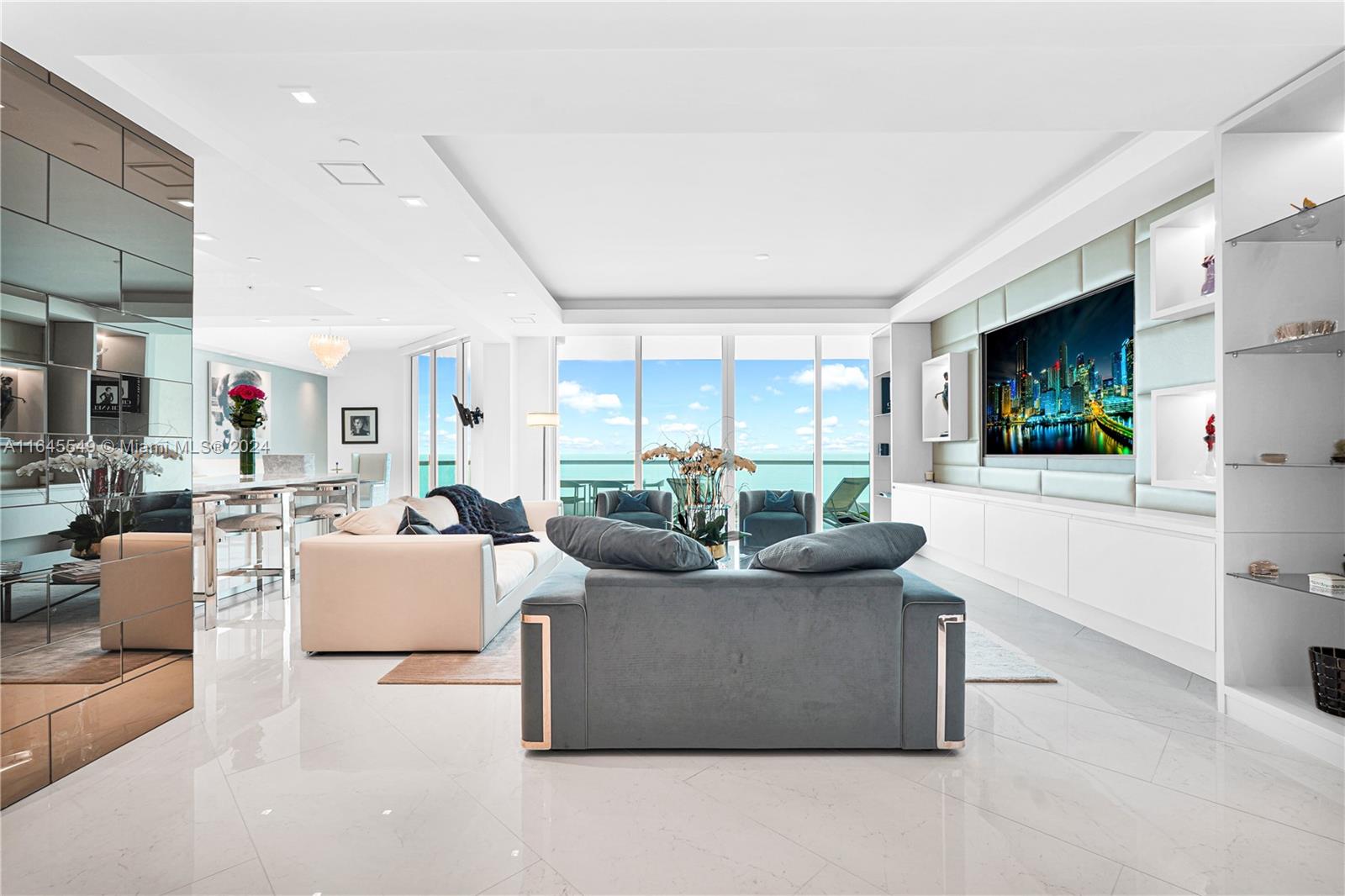 This luxurious, one-of-a-kind home offers breathtaking direct ocean and Intracoastal views from every room. Professionally designed & decorated by Jeffrey Howard, this residence features 3,500 square feet of meticulously remodeled space, showcasing high-end finishes with Fendi furniture and Creston system. The private elevator opens to an elegant formal foyer, leading to 3 bedrooms and 4.5 baths. Enjoy porcelain floors throughout, custom Italian walk-in closets by Pedini, Italian kitchen by Pedini & Eggersman , equipped with Miele and Thermador appliances. 
TOC 5-star resort-style amenities, including 2 heated pools, a private spa, beach services, a fitness center, a children's club, a hair salon, 2 restaurants with room service, gated entry, 24-hour concierge, valet parking, dog-park.
