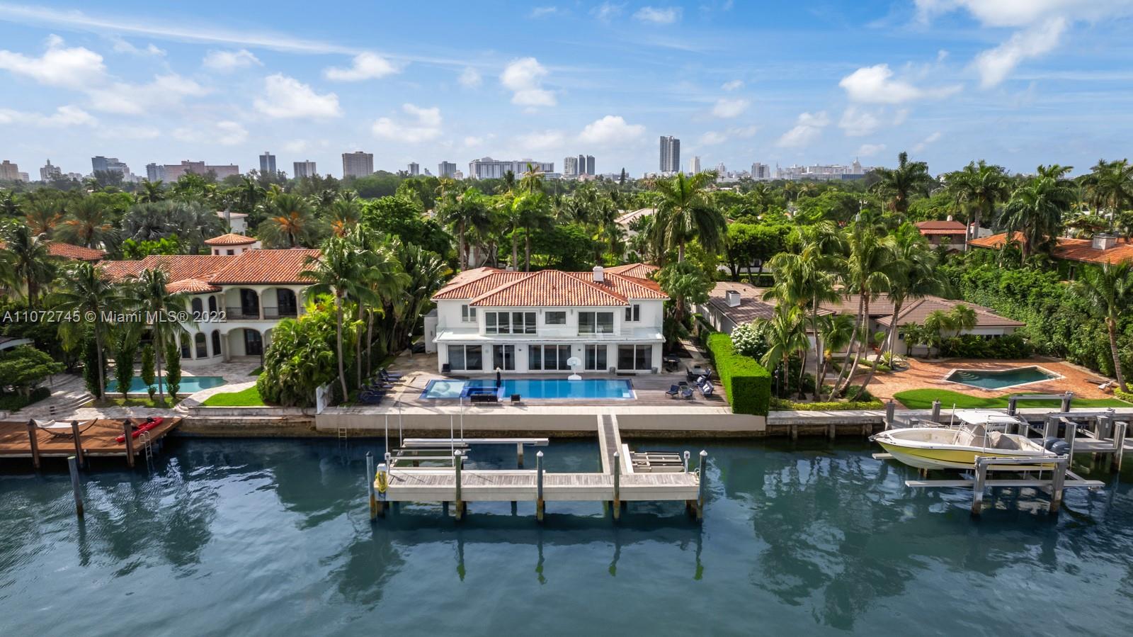 Step Inside With Me! A rare chance to own a Med/Deco home on the prestigious & highly sought-after North Bay Road. Fully updated, the 3026 North Bay Road experience allows for open water views, Western exposure, and endless blue skies. This bright home feat. 6 BD & 7 BA, w/ 4 beds up + 2 down. It opens up to an expansive 100 ft of water front on nearly half an acre of property. An abundance of natural light pours in throughout the spacious, contemporary interiors renovated in a modern, neutral palette. The sweeping primary suite offers incredible views, sparkling large bath, spacious balcony, and a custom walk-in closet. Outside awaits you w/ an oversized pool & spa, dock + lift & an authentic first impression from the Chicago brick driveway. Minutes from Sunset Harbour - a locals’ fave.