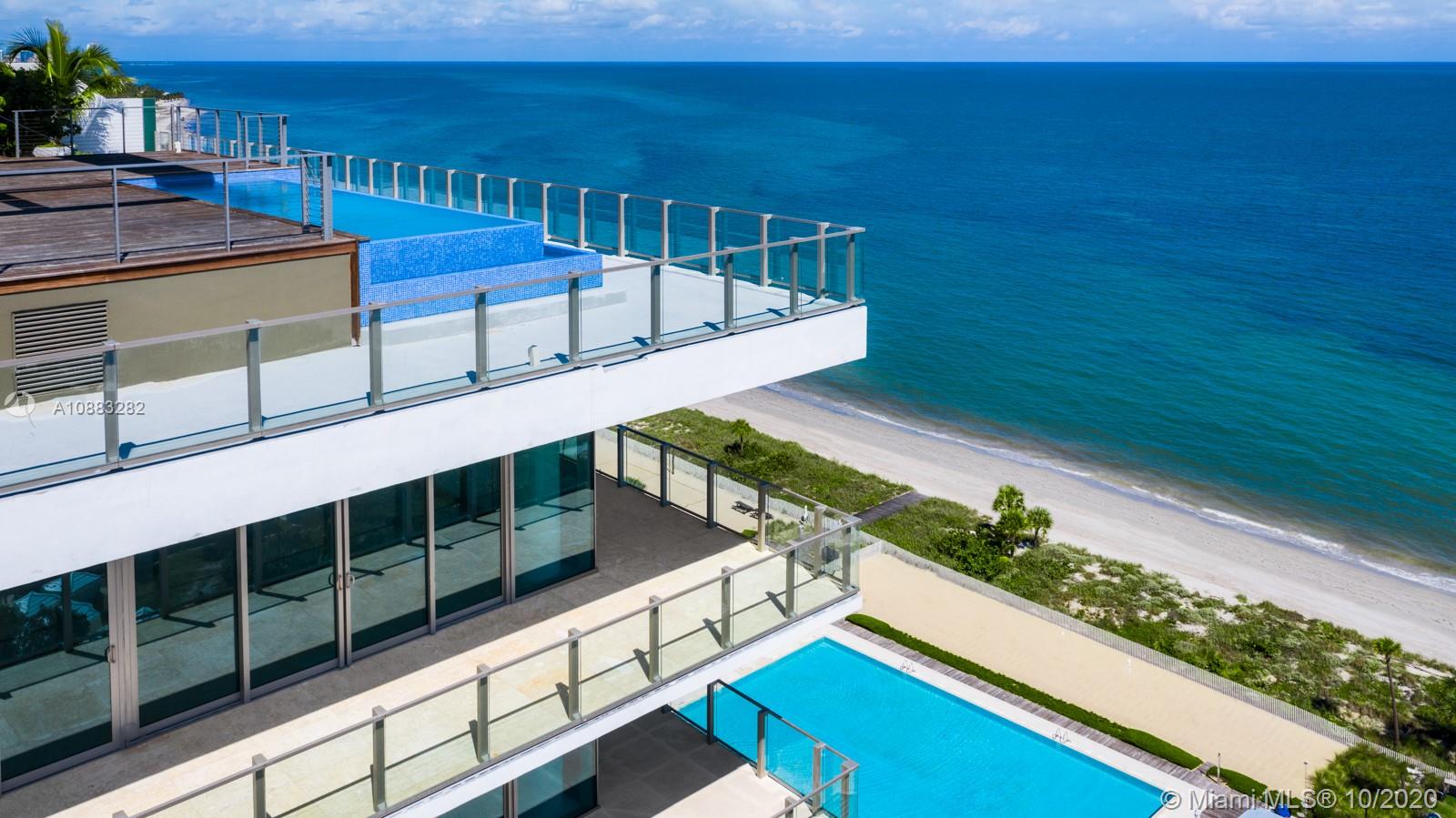 Your luxury lifestyle awaits in the only Penthouse available in Key Biscayne. This 17,978 SF Oceana masterpiece boasts 2 stories w a private infinity pool as well as 9,726 SF of Terraces w panoramic views of the ocean, Miami Beach skyline, & Biscayne Bay. This stunning penthouse comes completely finished w limestone flooring throughout the custom designed floor plan as well as beautiful oak wood in the bedrooms. Offering 5 bedrooms & 6.2 bathrooms, this 8,252 Interior SF oversized penthouse in Key Biscayne’s newest condo building includes private elevator entry as well as private gym & spa in unit, plus master suite w oversized his/hers closets. Resort style living w 5 star amenities such as world class restaurant, concierge, two pools, spa, gym, 5 parking spaces,valet & 2 storage units.