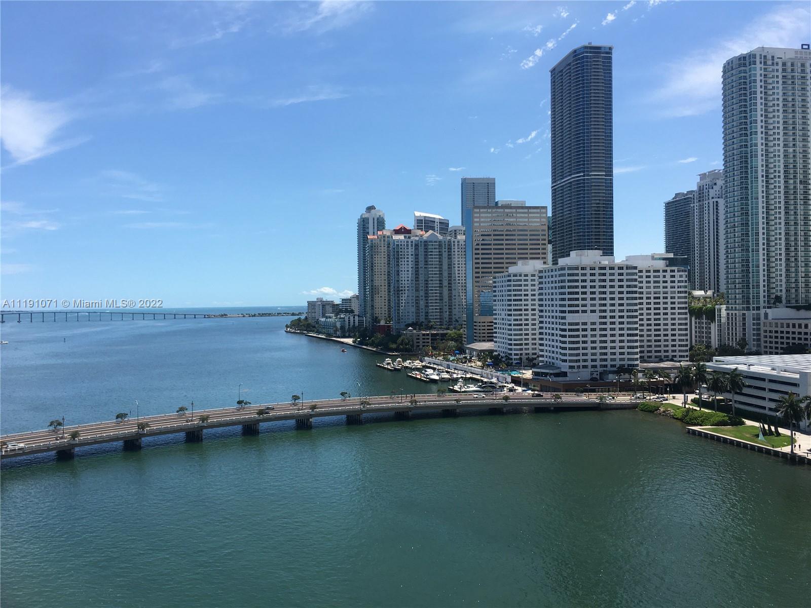 Water views, Totally updated. Split bedroom plan with water view from each room. Amenities include a large gym, swimming pool, BBQ area, covered parking, concierge, and valet parking. Brickell Key is a centrally located Island close to beaches, malls, and airports.