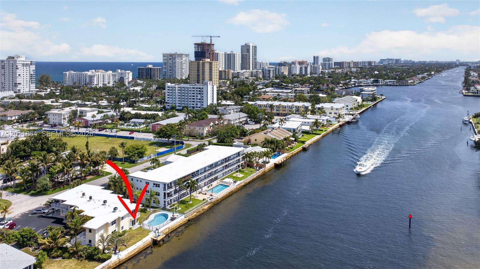 OWNER MOTIVATED/Hard to find! Stunning Intracoastal Views at this price. 1st floor 1/1, in a cozy 2 story boutique building. Enjoy Intracoastal views from your main living room facing west. Sit and watch the boats go by and enjoy Florida sunsets, with lovely garden and landscaped pool area below. Newly remodeled unit, located in desirable Pompano Beach. Kitchen just updated, new countertops, sink/faucet, cabinets, dishwasher, fridge, stove. New Waterproof vinyl floor throughout, AC well maintained, impact windows and doors. Renovated bathroom and shower. Plenty of closet space. New roof 2025 and sea wall just inspected. Short distance to the beach, shopping, restaurants and Atlantic Ave. No land lease or recreation lease. Co-op owns land and facilities, well established complex and strong finances. Dedicated parking space & storage unit, laundry on each floor. A MUST SEE.
