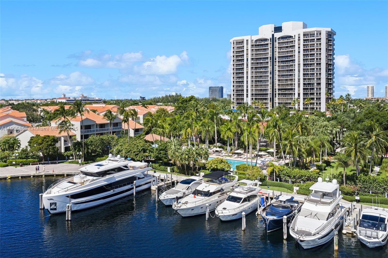 Set amid the Aventura Waterways community, Harbor Towers is a luxury property valued for high-end amenities incl. a 55-ft infinity pool, Jacuzzi, clubhouse, landscaped strolling paths, tennis, a gym & BBQ grills. Unit 602 is spacious, open-plan residence with waterway views and a giant balcony. The kitchen features an adjacent breakfast room with water views. A dedicated laundry room holds a full-size washer/dryer. The Primary Suite has floor-to-ceiling windows and glass doors with balcony access plus a room-size closet and spa bath with dual sinks, a soaking tub, glass-enclosed shower, and a bidet. The grand lobby offers concierge and valet services. One assigned covered parking space + guest parking. Near waterfront parks, white sand beaches, a great dining scene, and the Aventura Mall.