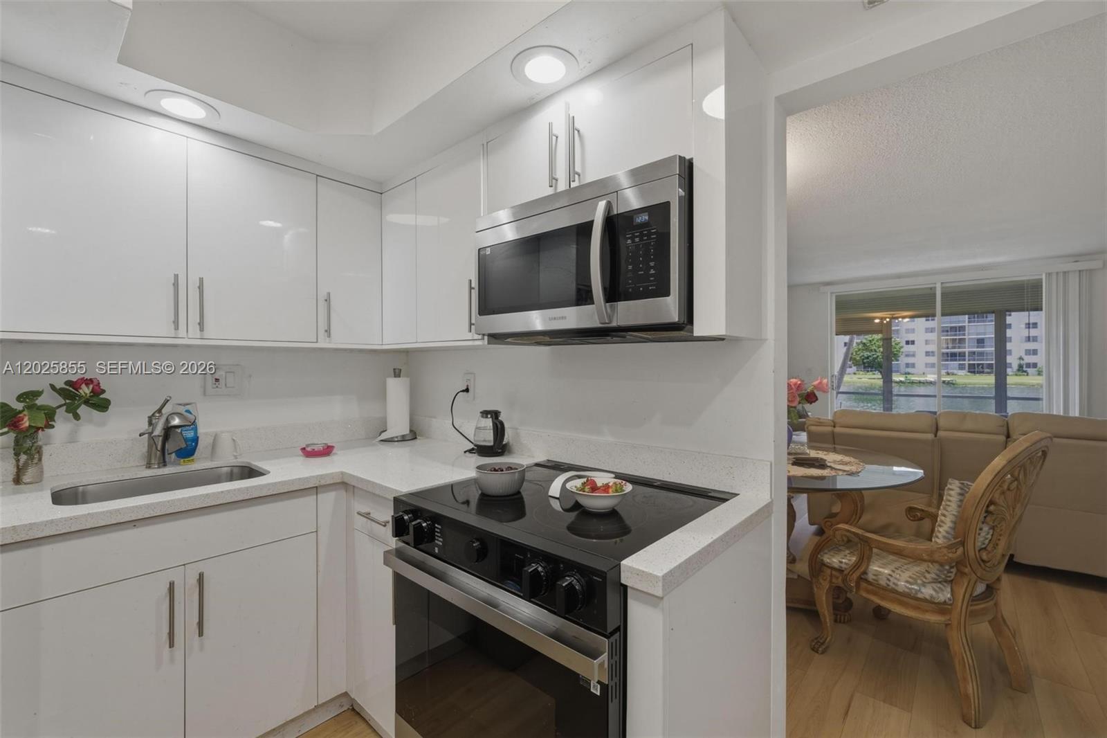 Community 55+, great view, first-floor corner unit apartment with assigned parking in front of the unit.
Active community, with 24Hs guard Security, lots of amenities: 5 swimming pools, Courtesy Bus,Card room, a fitness center, a billiards room, etc. Close to Aventura Mall, restaurants, food stores, Pharmacy, Beaches. No leasing before 18 months.