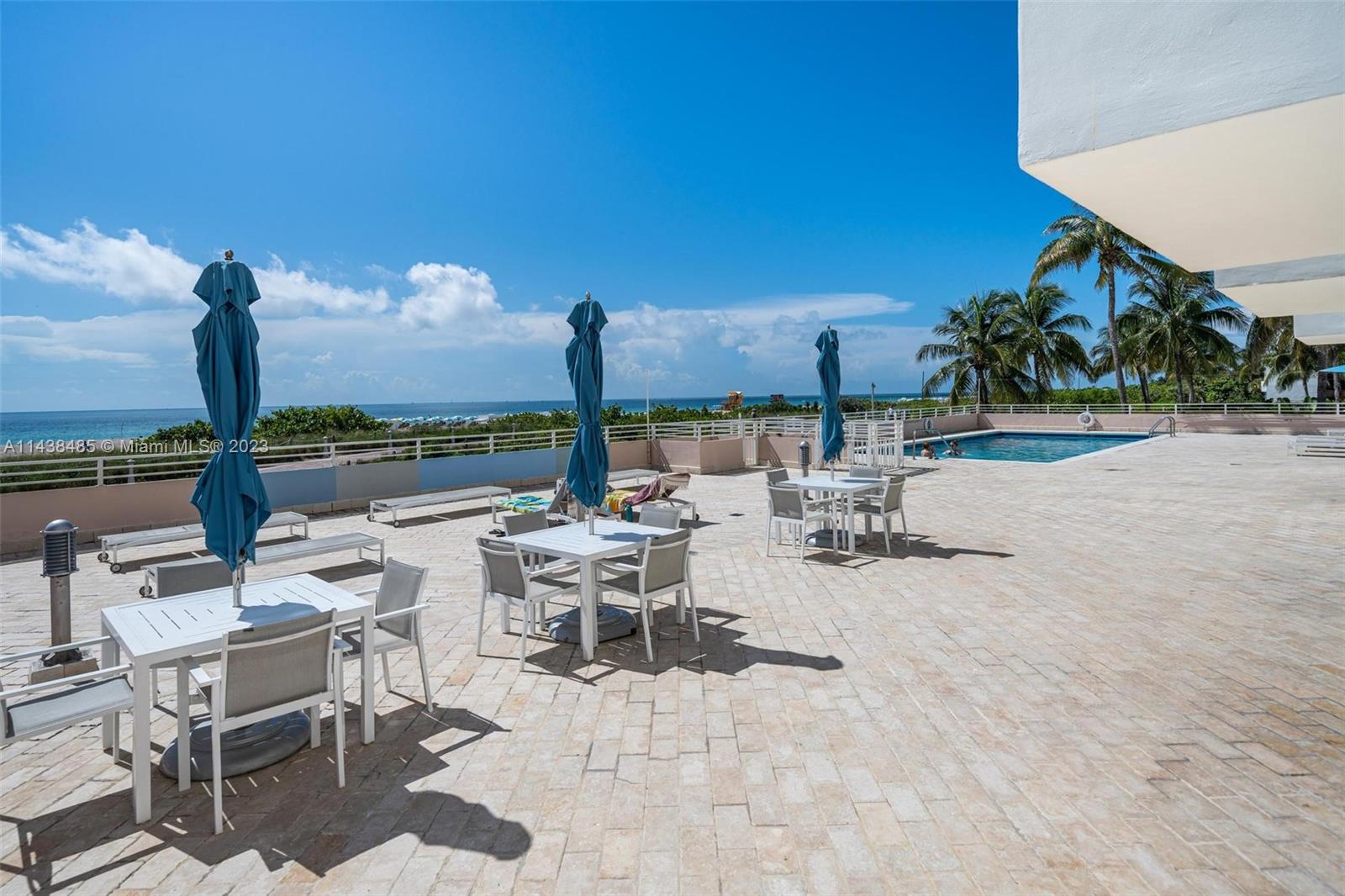 Exquisite 1-bedroom ocean front furnished apartment in the desirable South of Fifth area. Boasting a sleek modern kitchen and bathroom, the apartment feature ceramic tiles throughout, adding a touch of luxury to each step. Enjoy the convenience and accessible of a one-car garage. Amenities include an ocean -front pool deck with lounges and a clubroom. Enjoy views from the balcony of Ocean Drive and City of Miami Beach. This apartment is a harmonious blend of contemporary design and costal charm, offering serenity and stylish experience.
