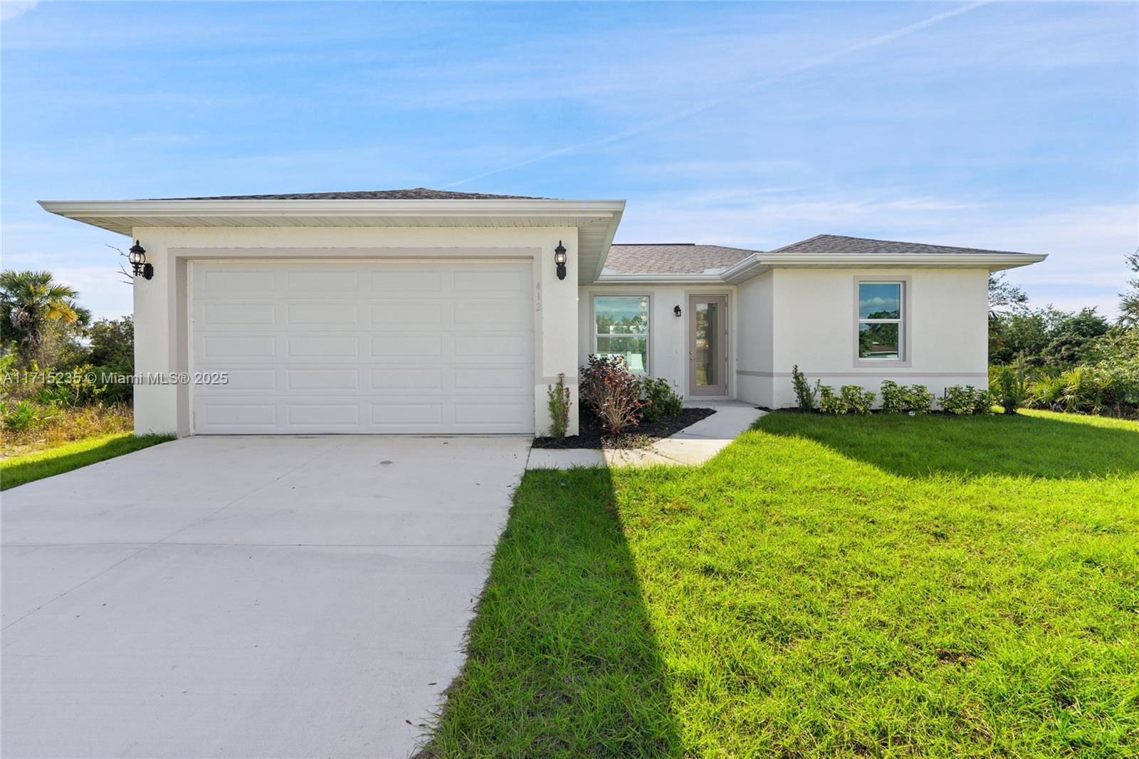 BRAND NEW CONSTRUCTION, *MOVE IN READY! SELLER CONTRIBUTION FOR CLOSING COST*Discover this stunning new construction home offering modern design and affordable luxury in the heart of Lehigh Acres. 3-bed, 2-baths over 1,500 square feet, the well-appointed kitchen features quartz countertops, soft-close shaker cabinets, and stainless-steel appliances, including a refrigerator, range, dishwasher, and microwave. Designed with convenience and comfort in mind, the home includes impact-resistant doors and windows, ceiling fans in every room, full size laundry room, The spacious master suite boasts dual sinks and a walk-in shower, while the open floor plan creates a bright and welcoming atmosphere. A two-car attached garage and room for a pool add to the property’s appeal.