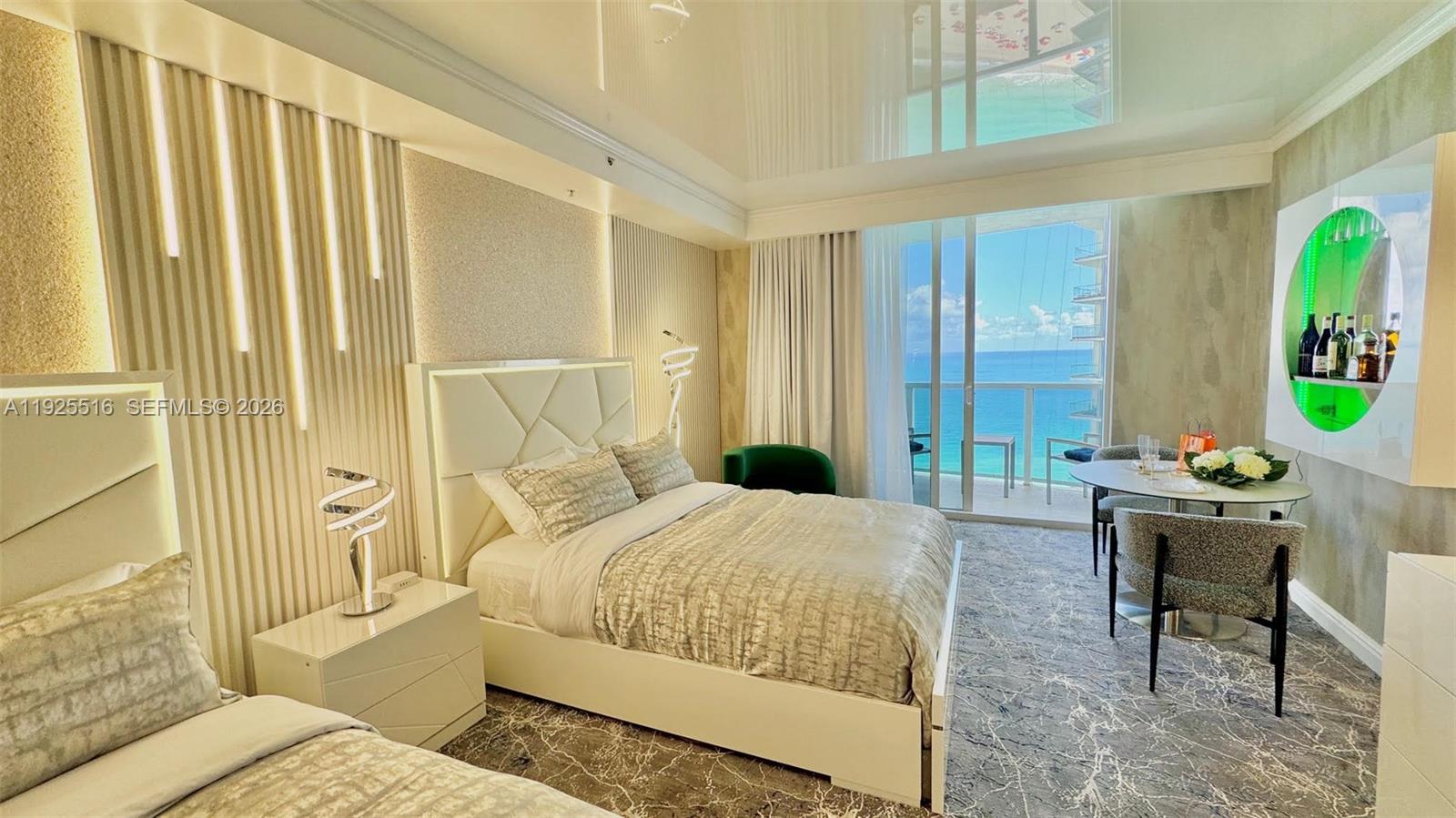 PRIME LOCATION* Waterfront* Trump International Hotel in Sunny Isles Beach* Completely Renovated* This OCEANVIEW Deluxe Studio (551 sqft.) on the -25th floor* Offers Luxury, Comfort & Unbeatable views. The unit features 2 New Queen Beds, Italian furnishings, a Spacious full bath & Private Balcony overlooking the Ocean. Enjoy Wet Bar & Modern White kitchenette with Nescafé coffee station, 65-inch TV, premium linens, blackout shades & Elegant lighting throughout. The Resort provides access to Spa, Pools,Famous Equinox-GYM, Beach services, Top Restaurants: Japanis, Italian, on the Beach , Coffe Shop & Valet parking. Walking distance to Restaurants, Shops & Entertainment. A turnkey Oceanfront Gem—Perfect for Personal use or Investment.  NOT in the Hotel Program, IT's Privately Managed & Rented out on ARNBN -STR-02900.